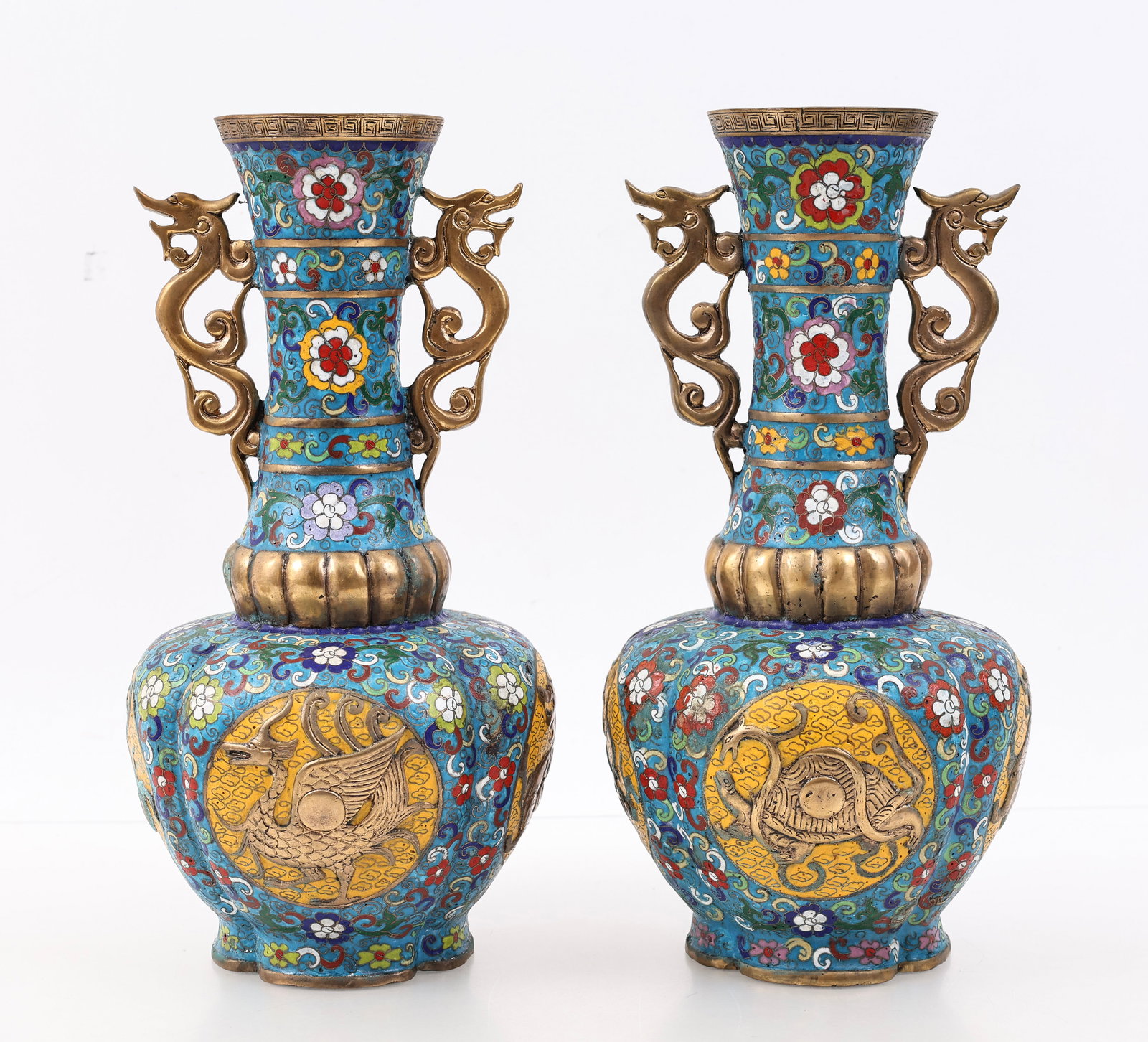 Chinese Cloisonne Four Symbols Vases (1 of 12)