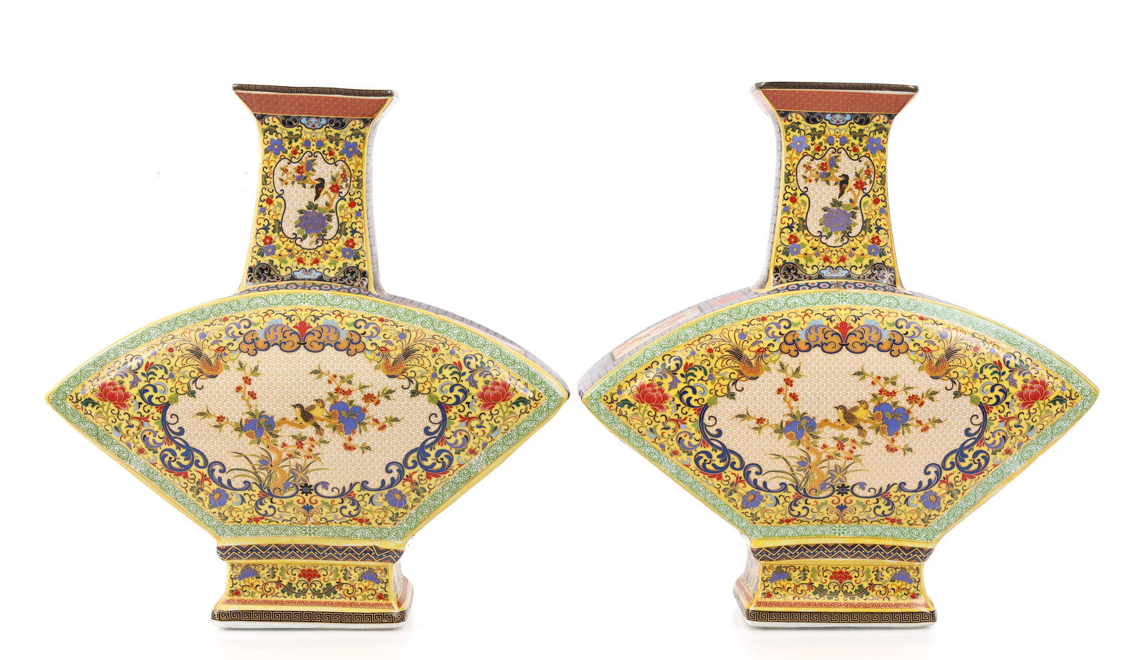 Chinese Famille Jaune Porcelain Fan Shaped Vases (1 of 15)