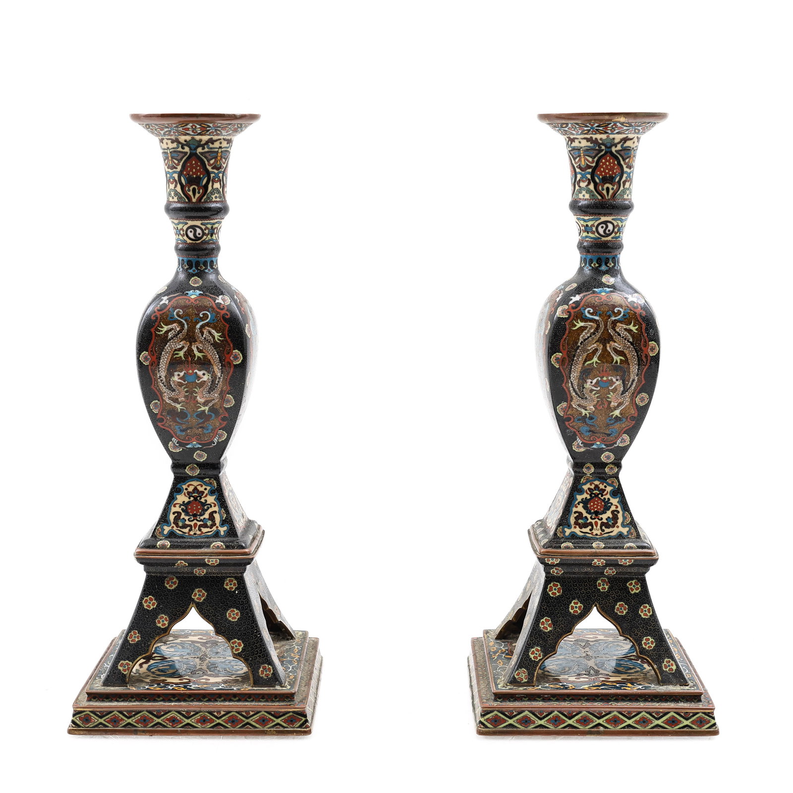 Japanese Goldstone Cloisonne Candlesticks (1 of 11)