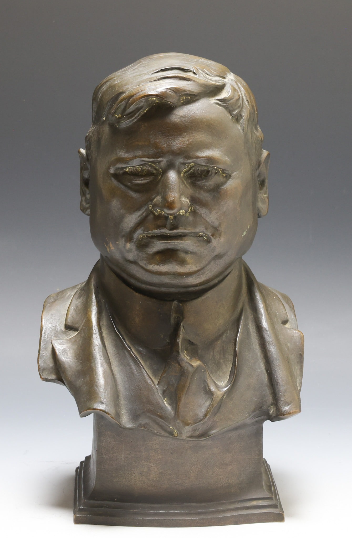 After Adolph Alexander Weinman (1870 - 1952): Bronze sculpture, a bust of John Francis Dodge. Impressed signature to the side. 12"h x 7"w x 6"d