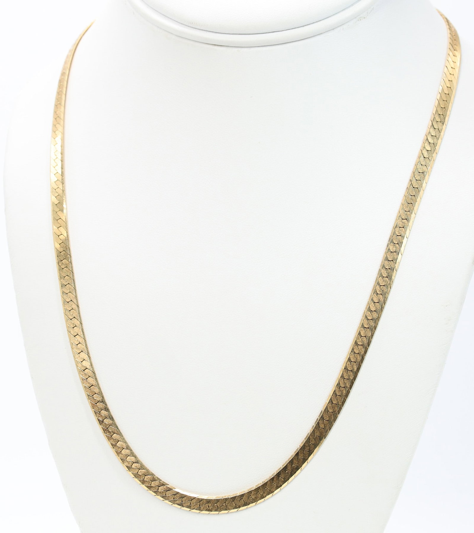 14k YG Necklace: 14k yellow gold herringbone chain necklace, 20" length, 14.1dwt.