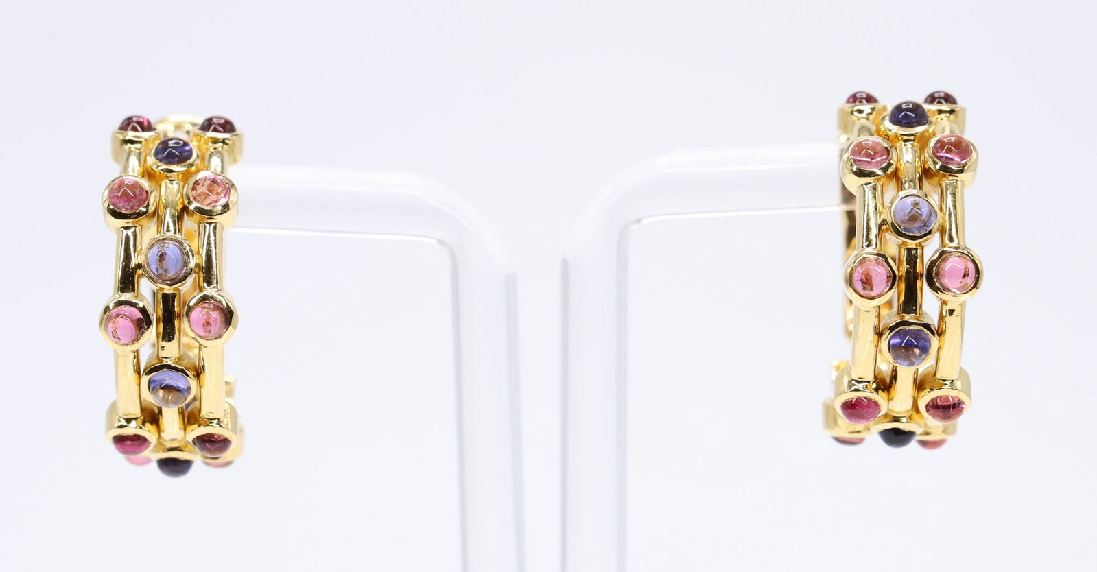 18k YG Sapphire Ruby Earrings - 3