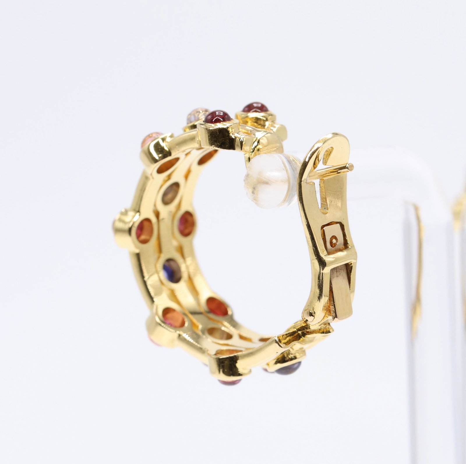 18k YG Sapphire Ruby Earrings - 4