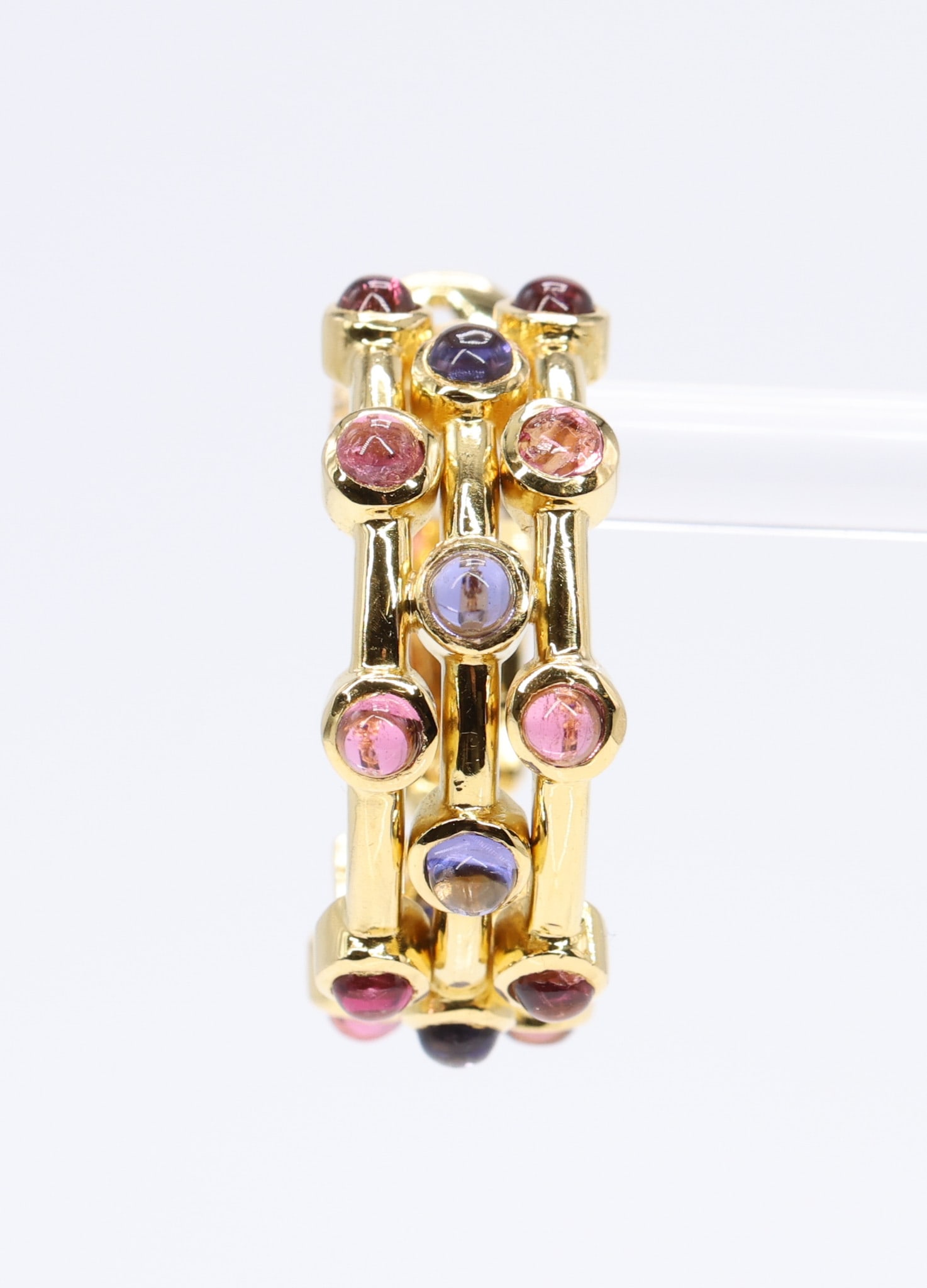 18k YG Sapphire Ruby Earrings - 6