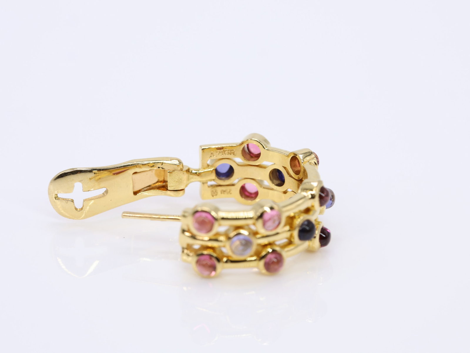 18k YG Sapphire Ruby Earrings - 8