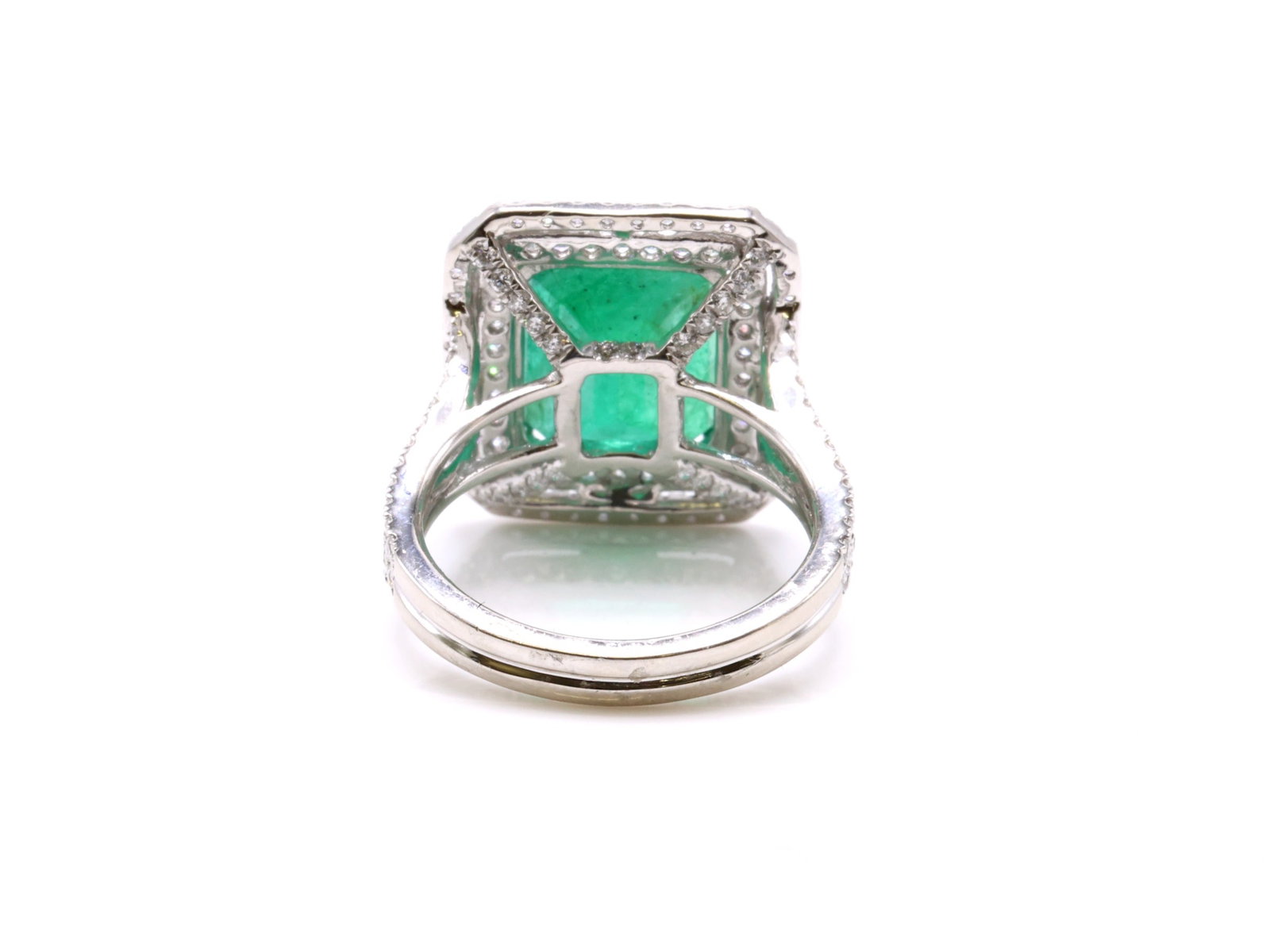 Platinum Emerald Diamond Ring - 4
