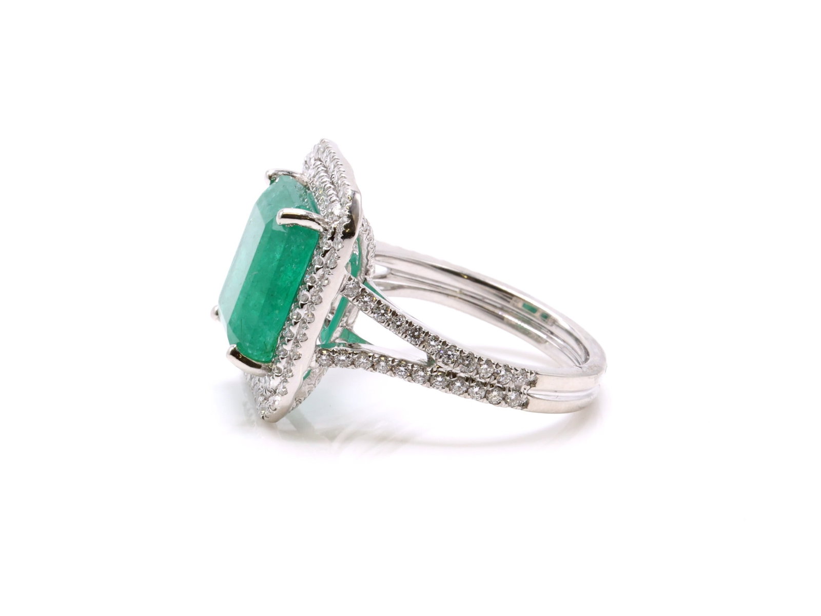 Platinum Emerald Diamond Ring - 5