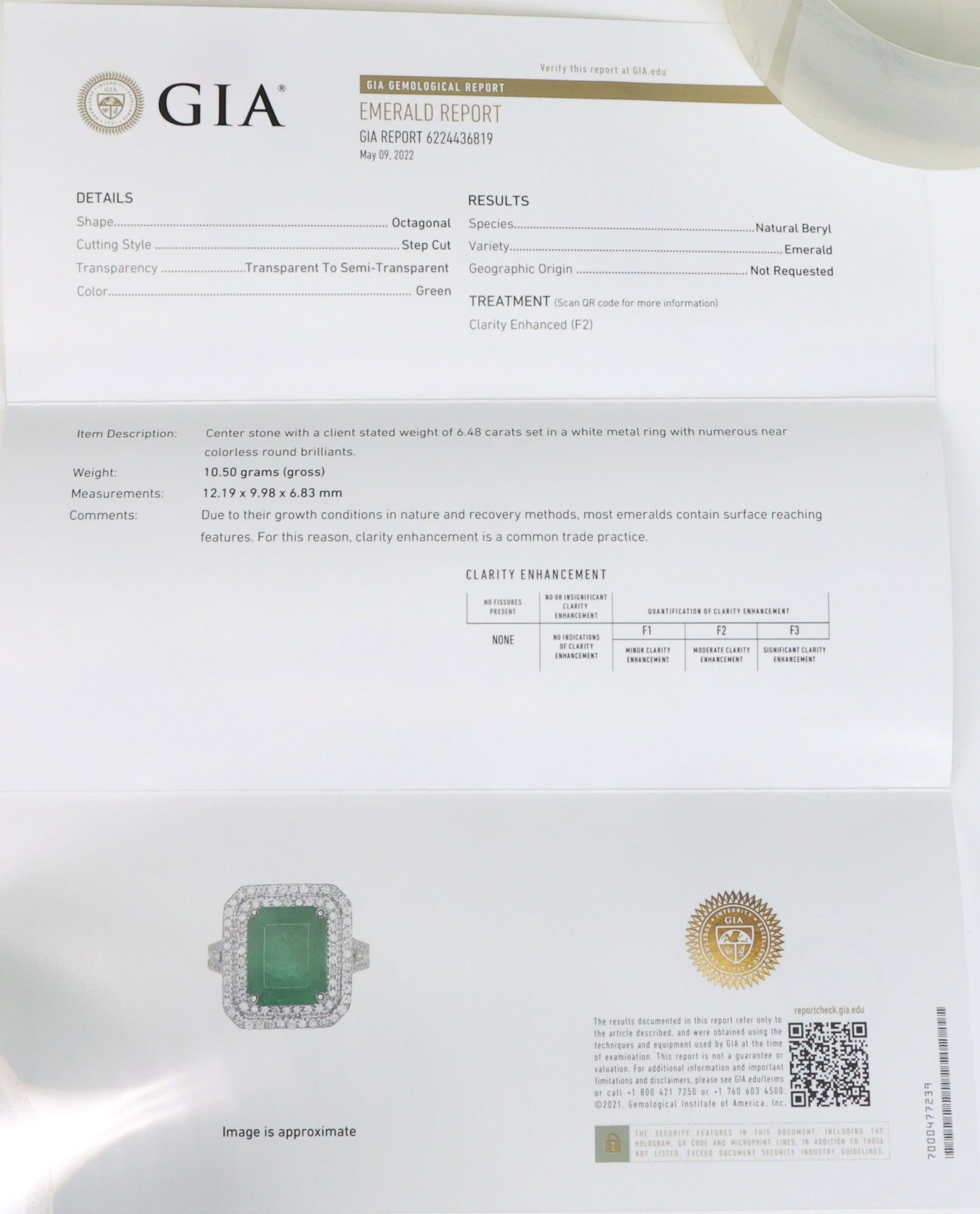 Platinum Emerald Diamond Ring - 9