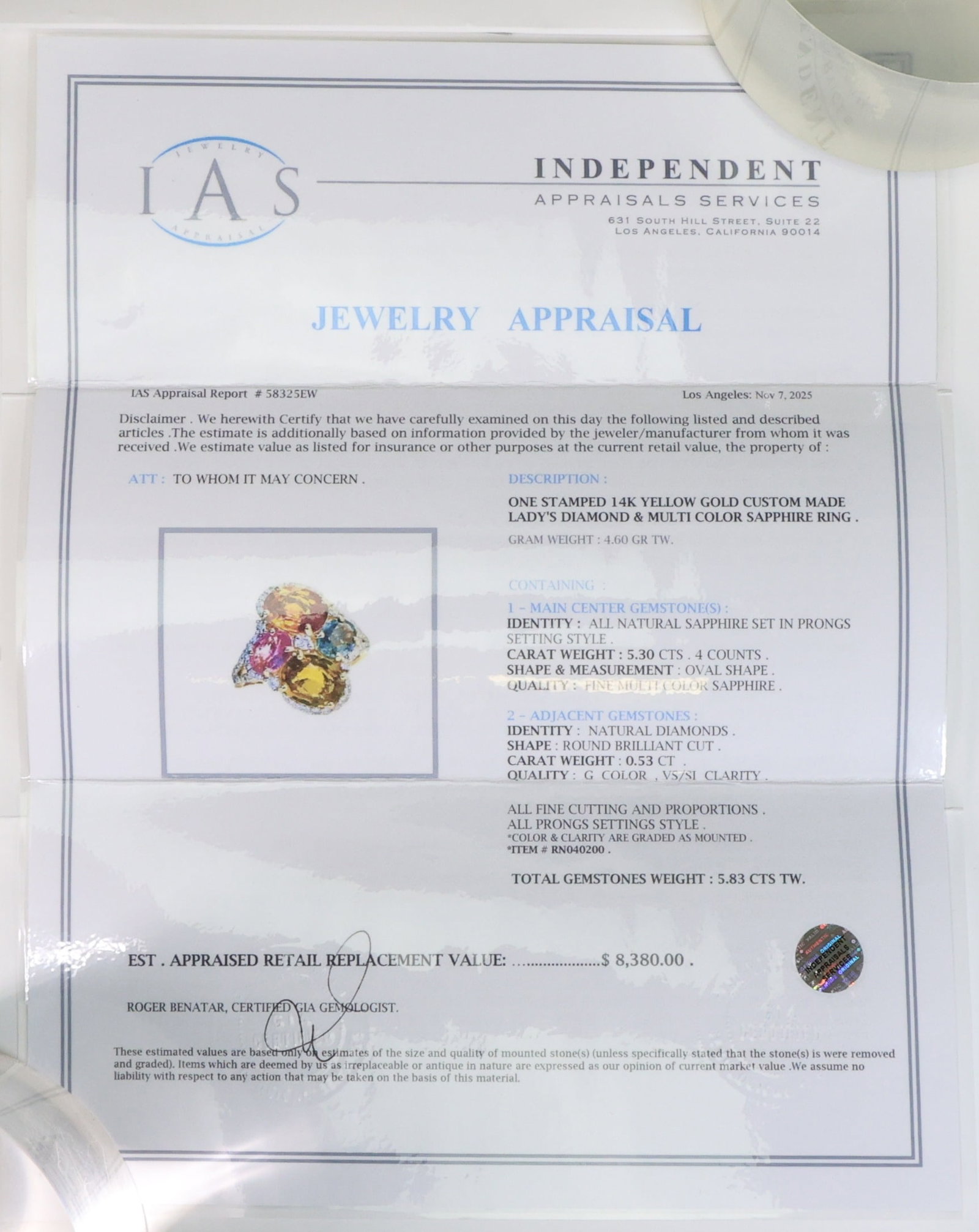 14K YG Sapphire Ring - 8