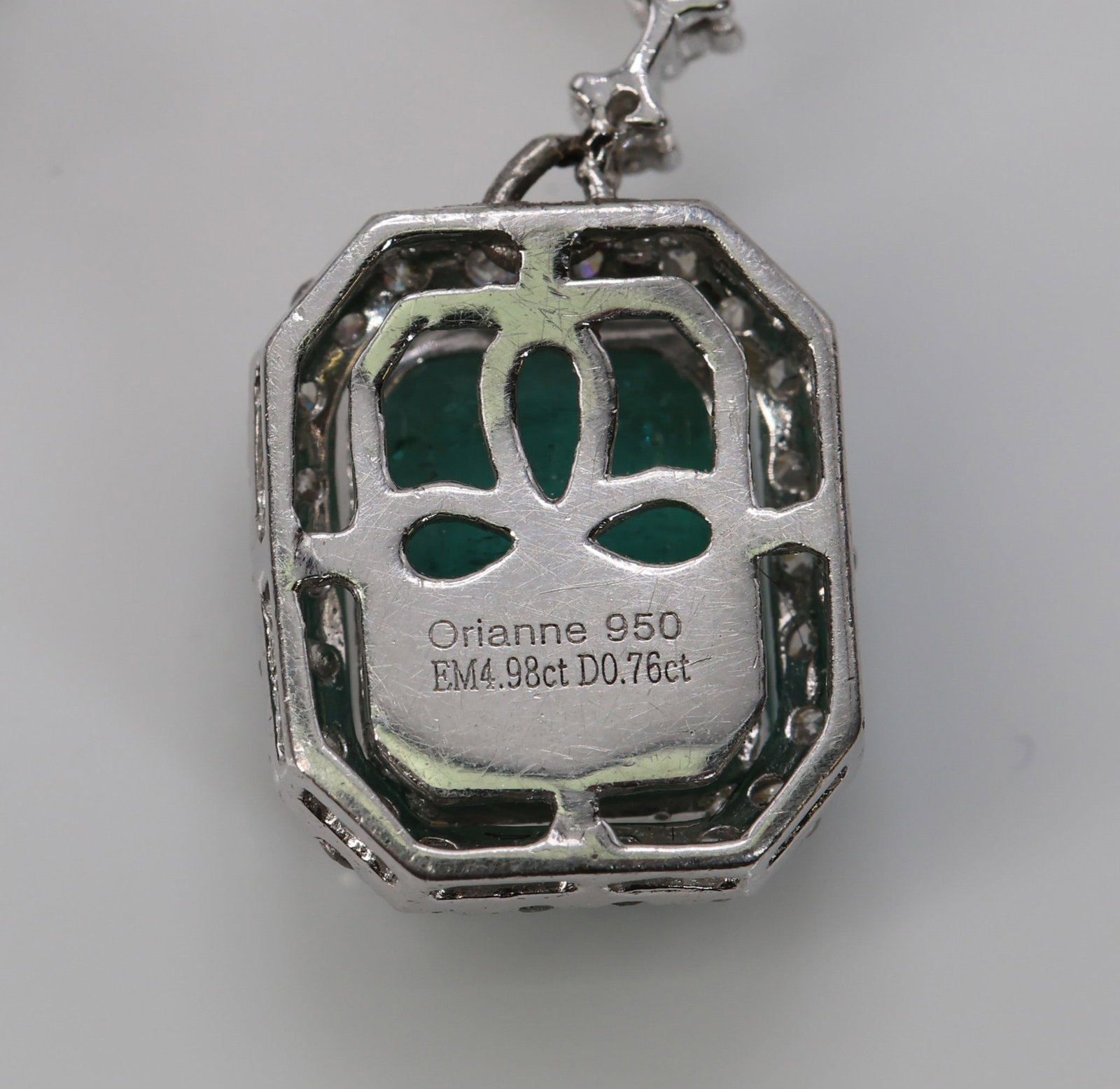 Platinum Emerald Diamond Earrings - 5
