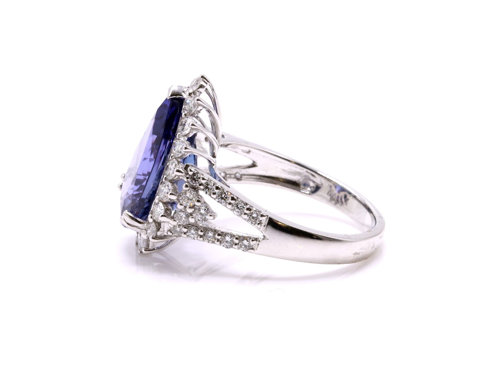 Platinum Tanzanite Diamond Ring - 5