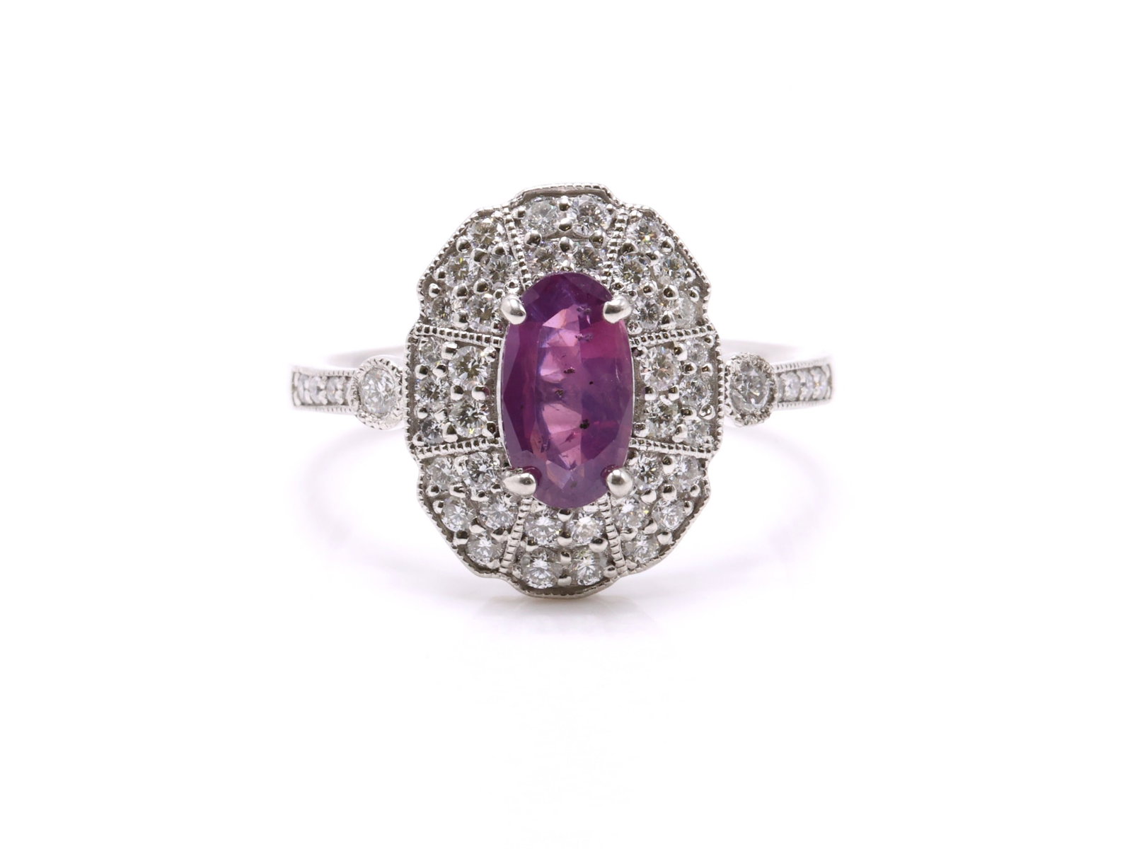 Platinum Sapphire Diamond Ring - 2