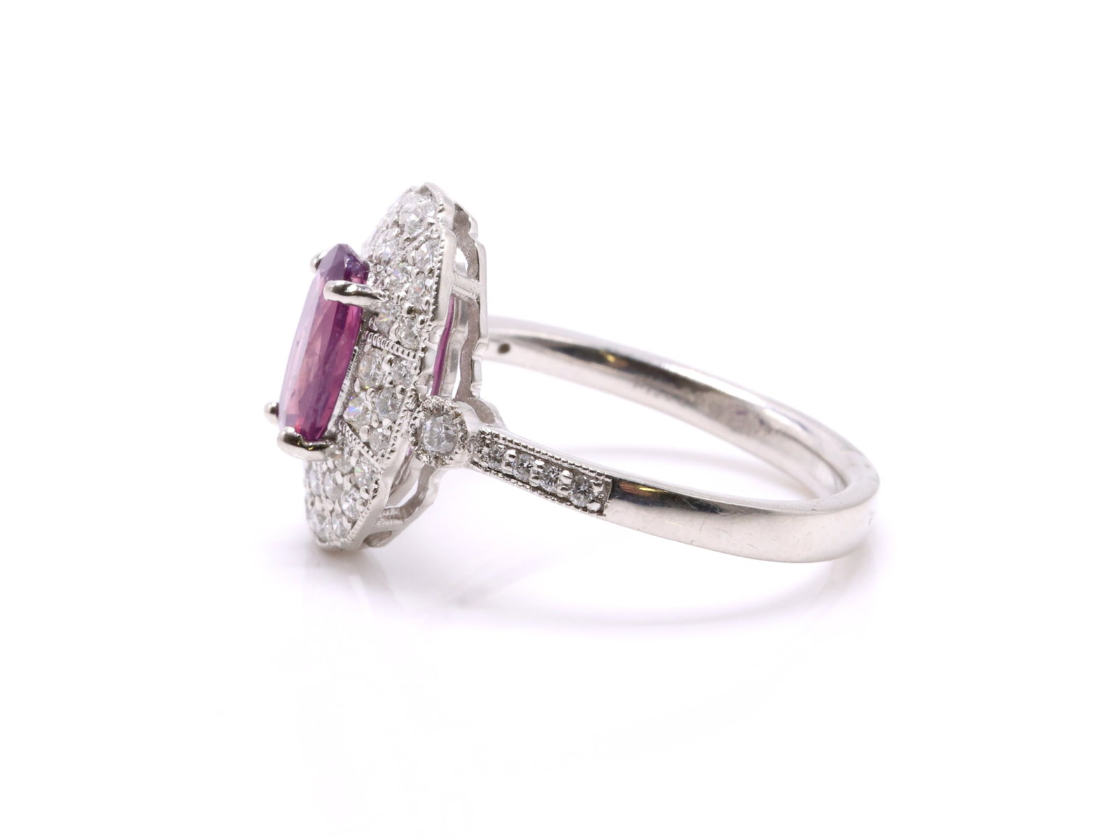 Platinum Sapphire Diamond Ring - 5