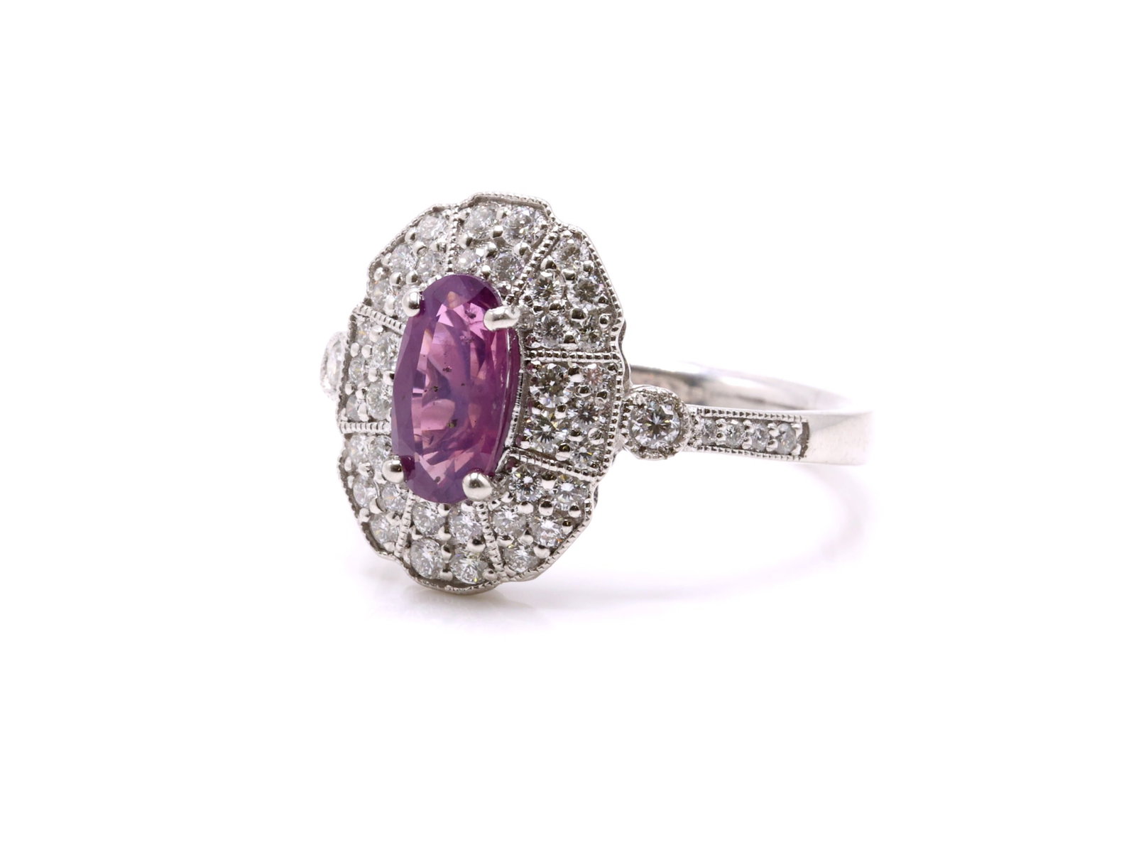 Platinum Sapphire Diamond Ring - 6