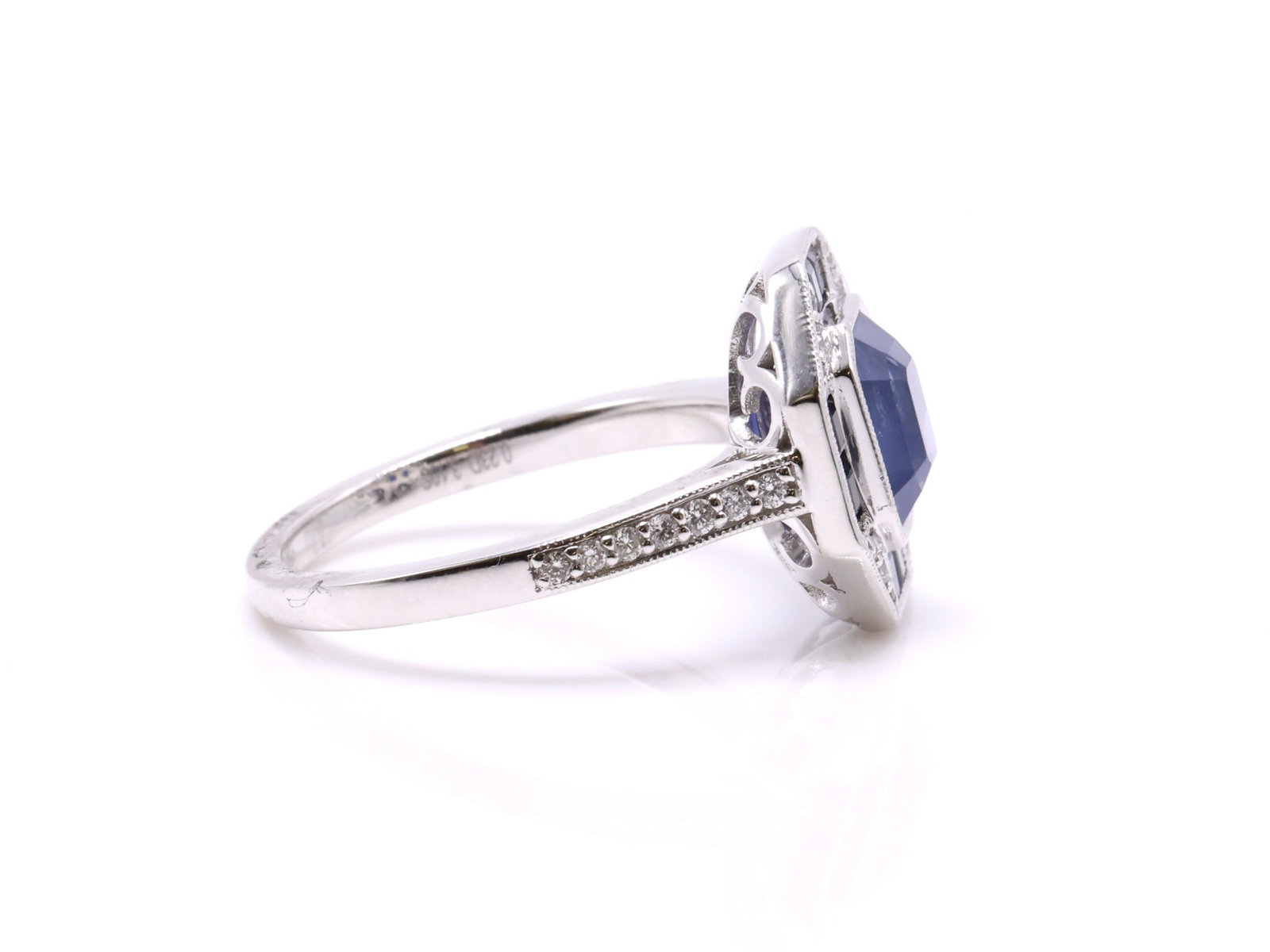Platinum Sapphire Diamond Ring - 3