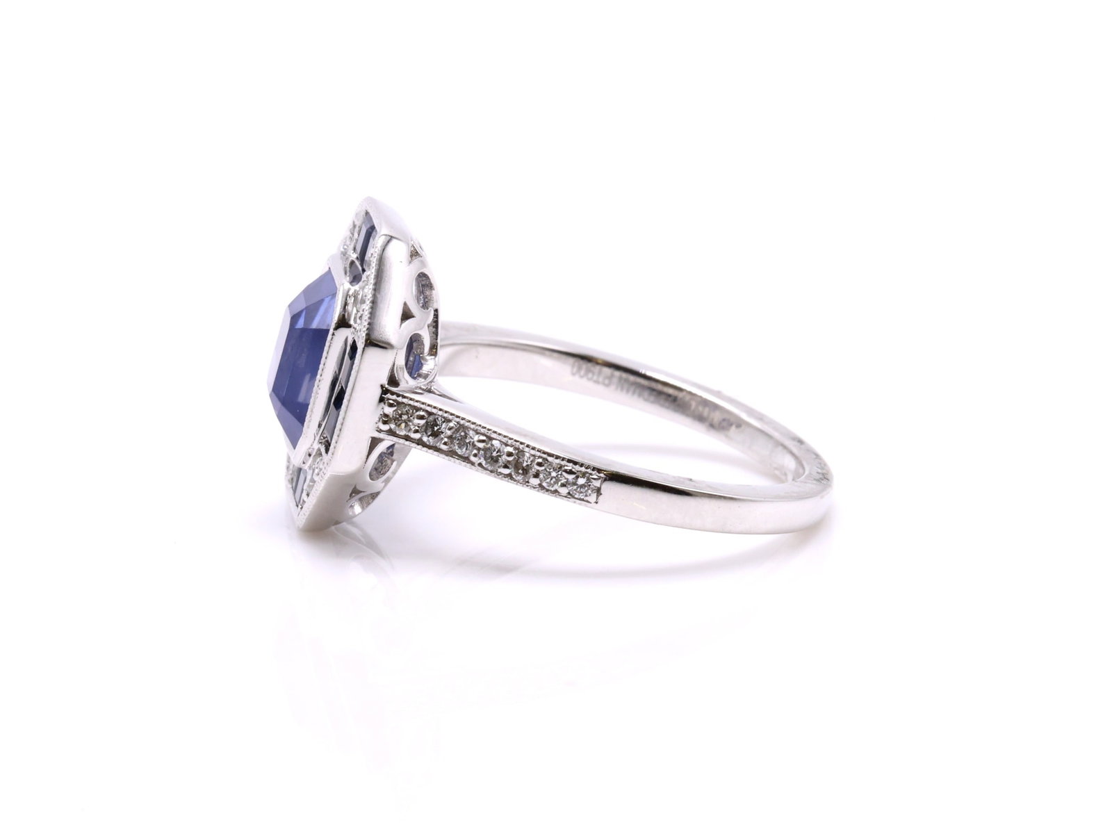 Platinum Sapphire Diamond Ring - 5