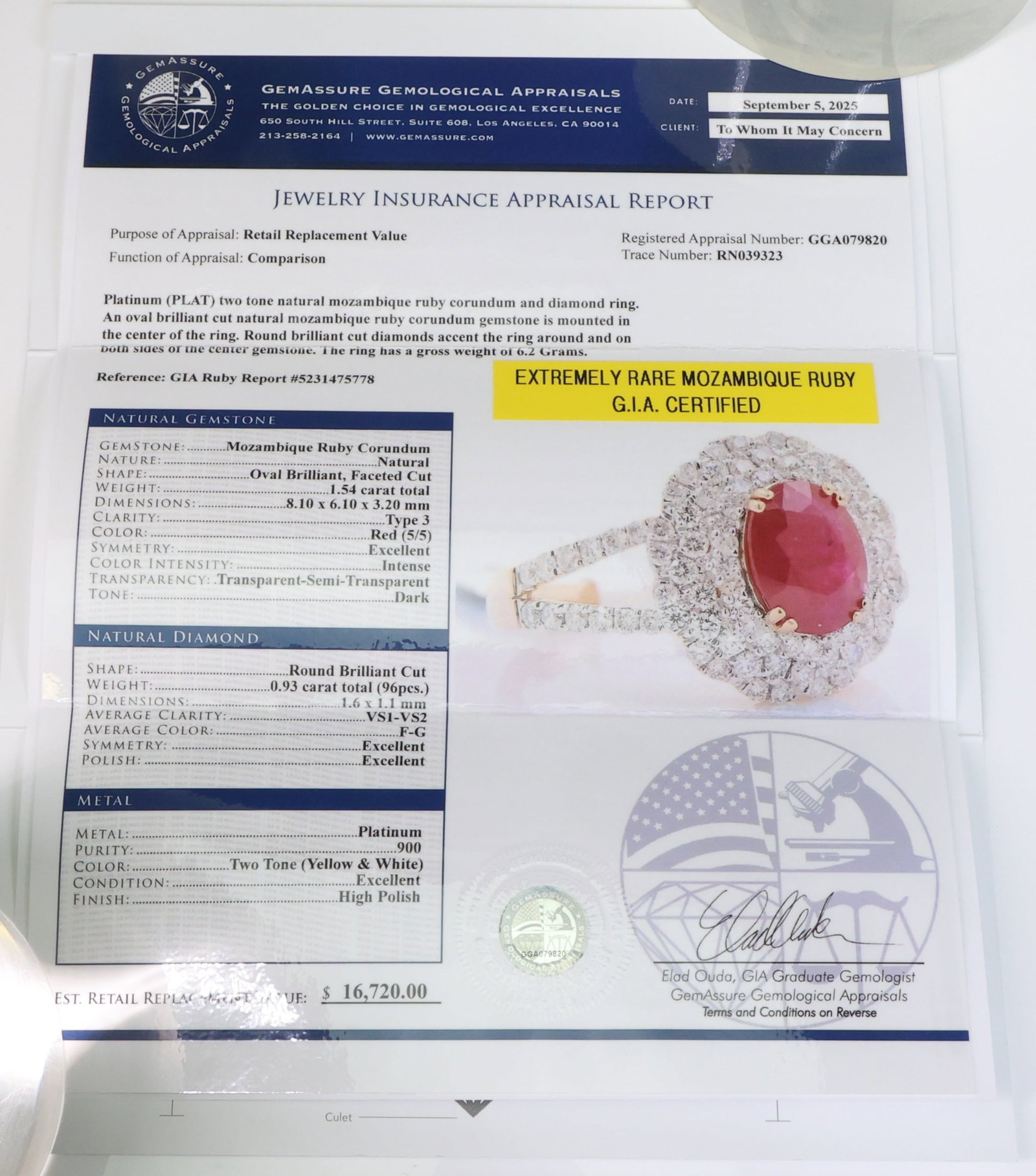 Platinum Ruby Diamond Ring - 10