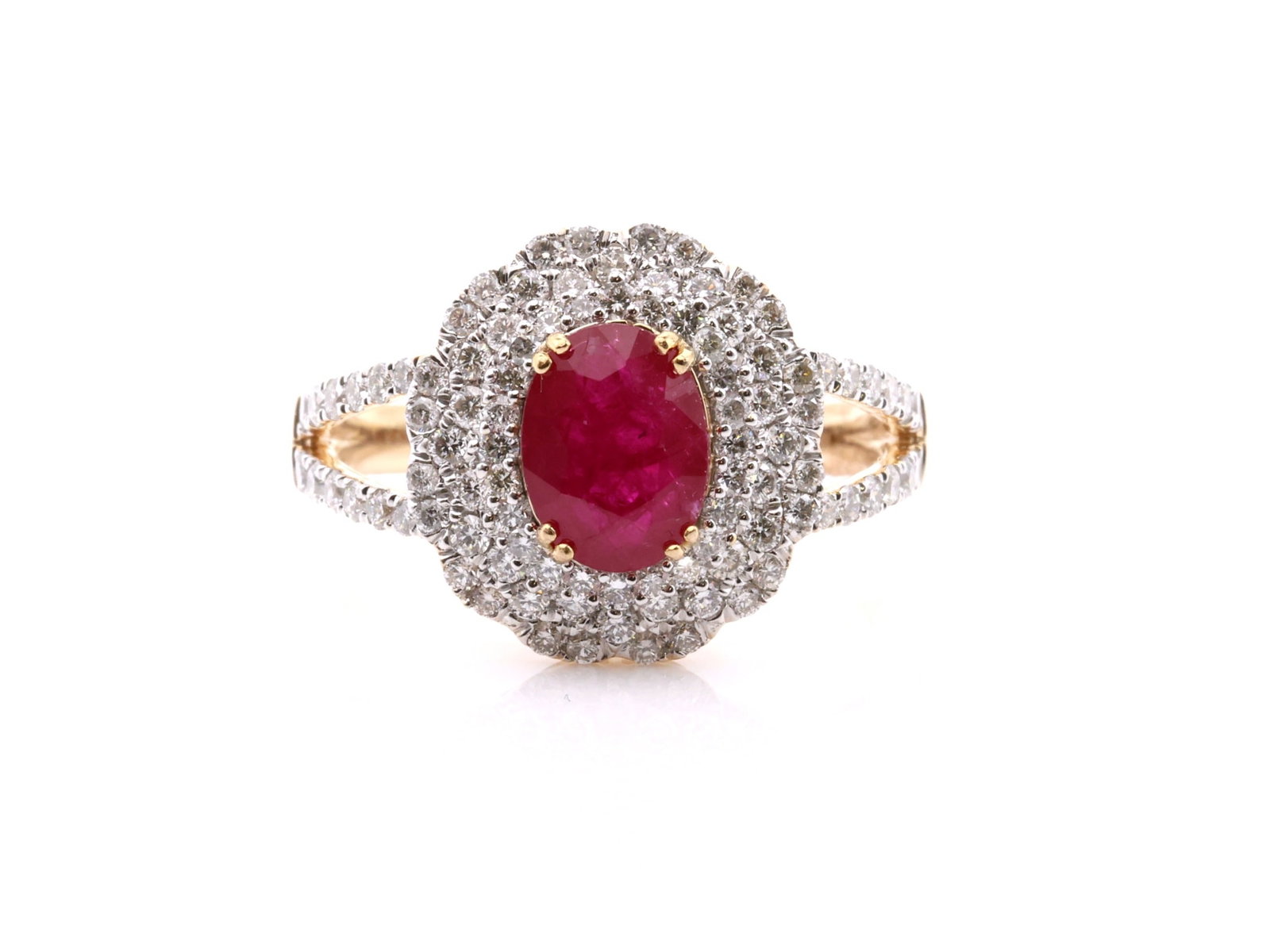 Platinum Ruby Diamond Ring - 2