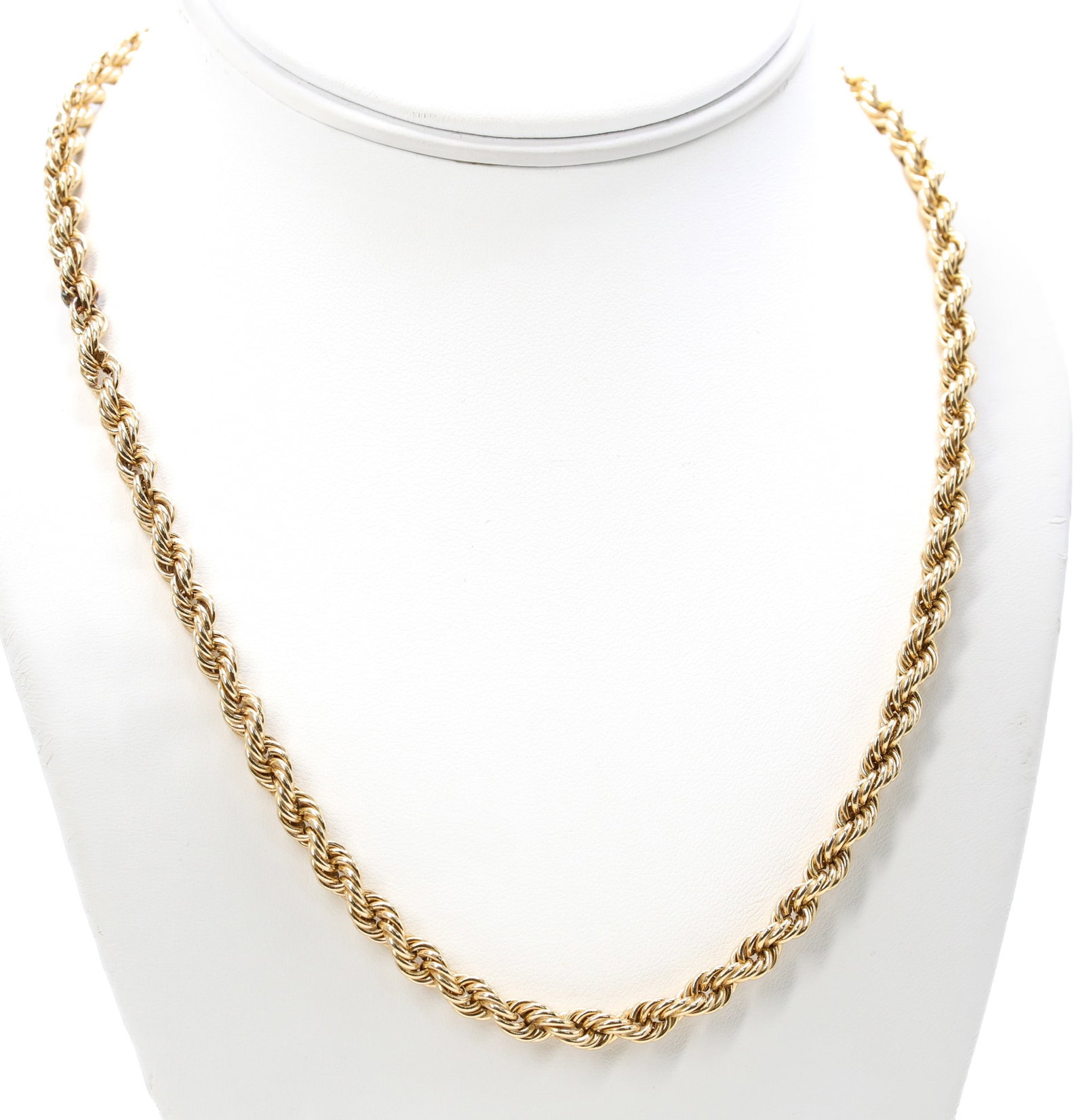 14k YG Necklace: 14k yellow gold rope link necklace, 19", 11.1dwt.
