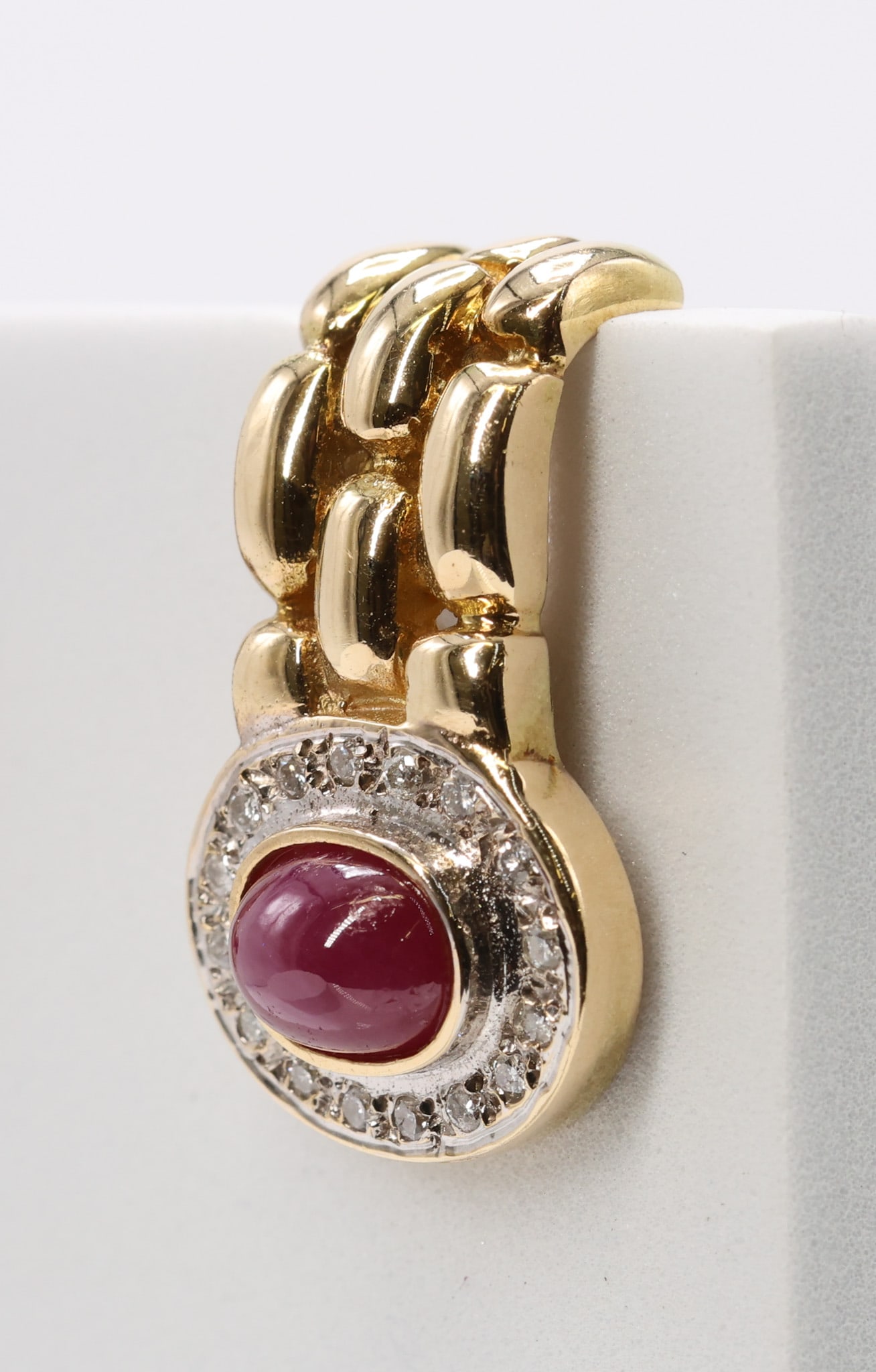 14k YG Ruby Diamond Earrings - 4
