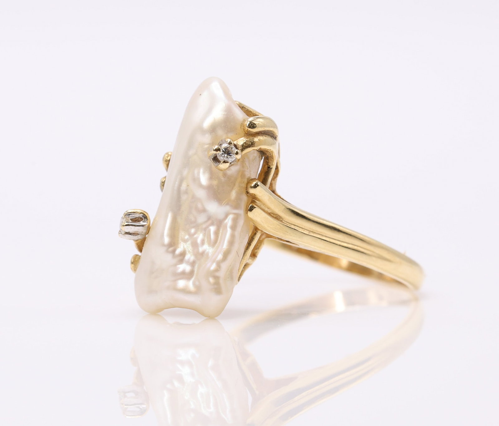 14k YG Pearl Diamond Ring (1 of 6)