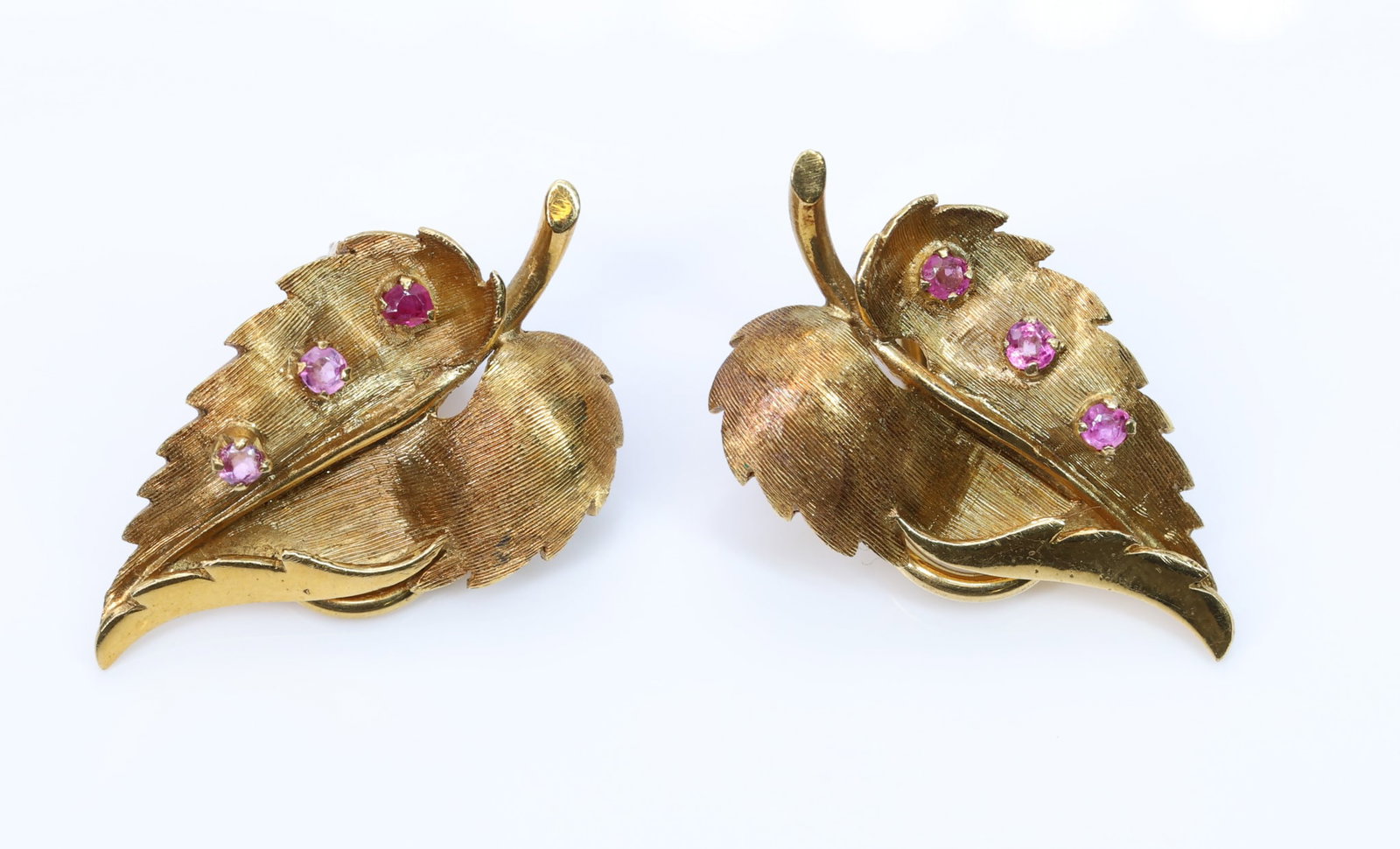 18k YG Ruby Earrings and Pin - 6