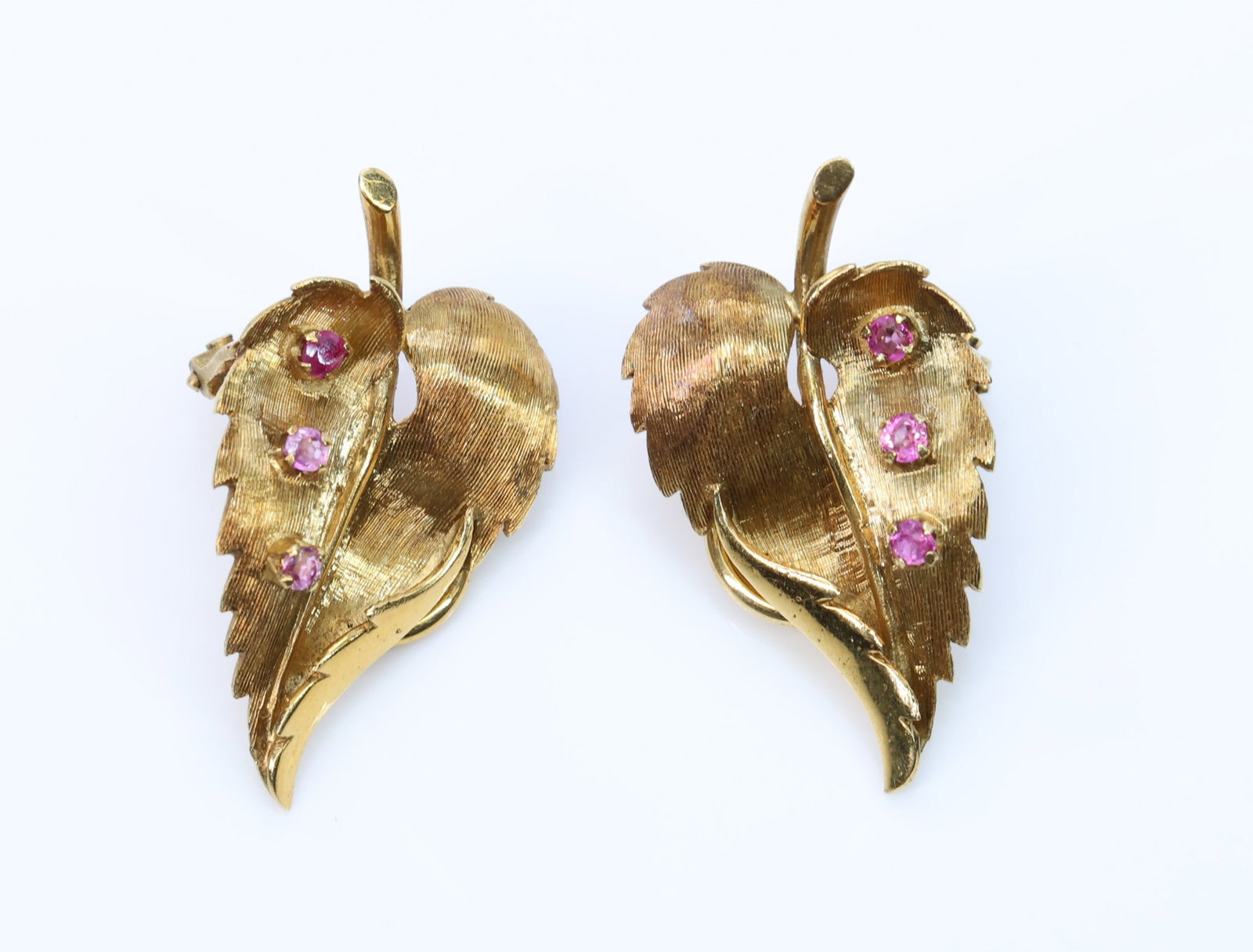 18k YG Ruby Earrings and Pin - 7