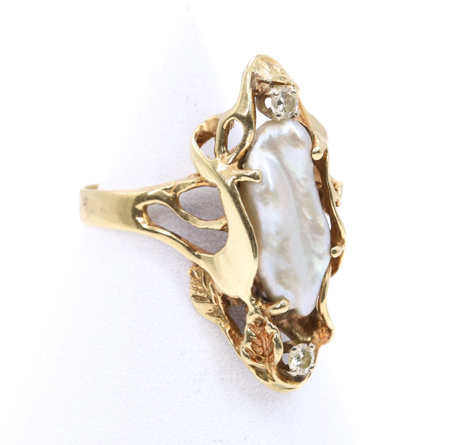 14k YG Pearl Diamond Ring (1 of 6)