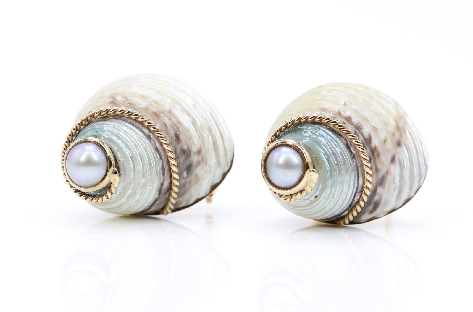 14k YG Pearl and Shell Earrings (1 of 5)