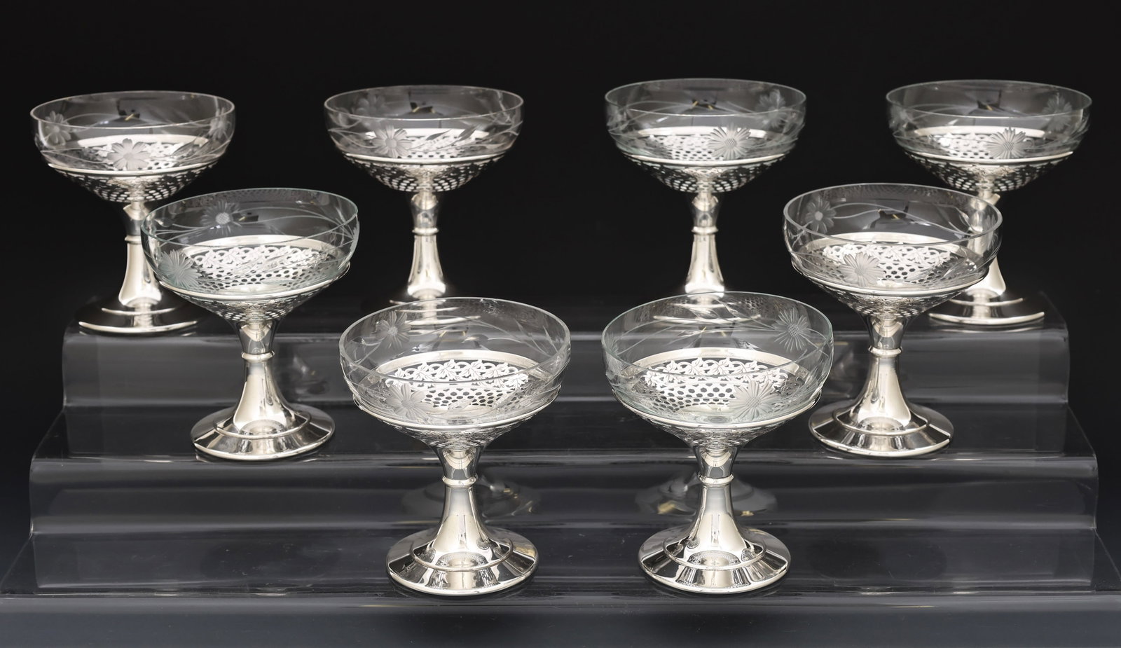 Wallace Sterling Silver and Etched Glass Sherbets (1 of 10)