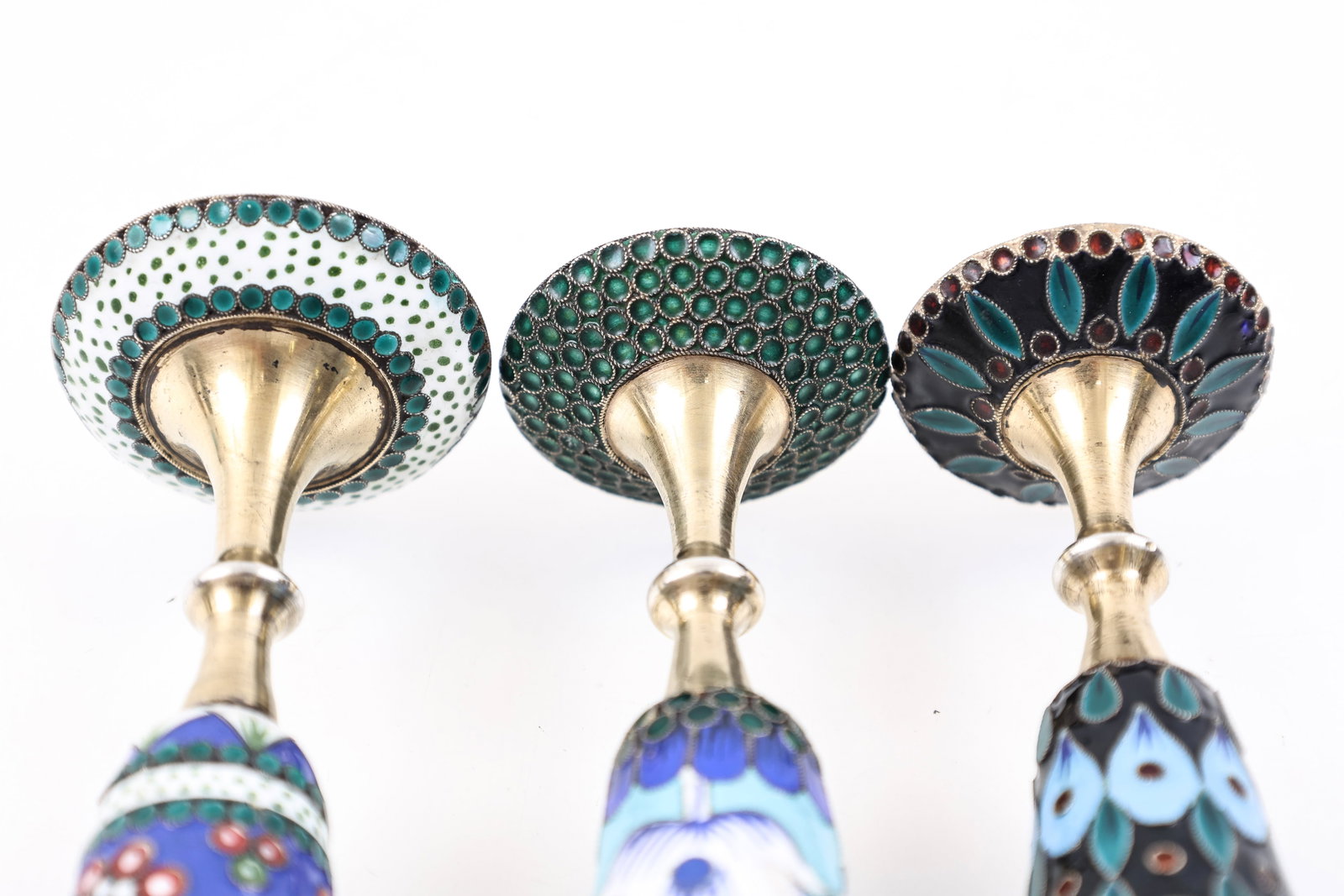 Soviet Russian Enameled Silver Cordials - 6