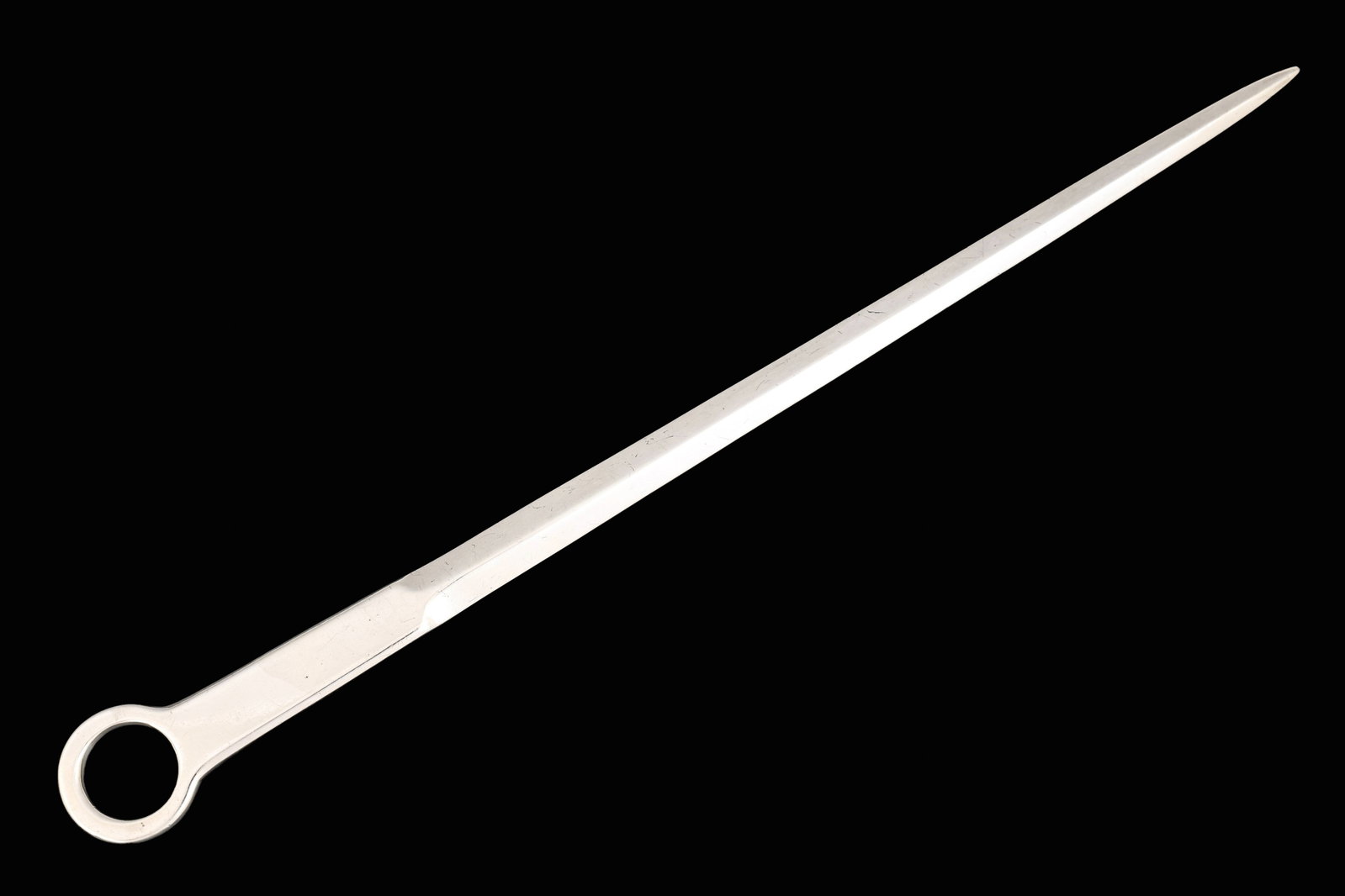 William Eaton Georgian British Sterling Silver Meat Skewer: George IV sterling silver meat skewer with a ring handle. London, 1829, by William Eaton. 13". 4.58 ozt