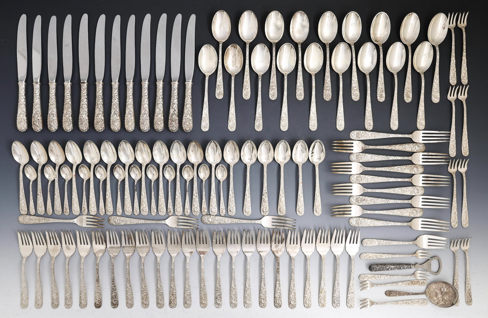 Kirk "Repousse" Sterling Silver Flatware Service for 12 With Extras (1 of 5)