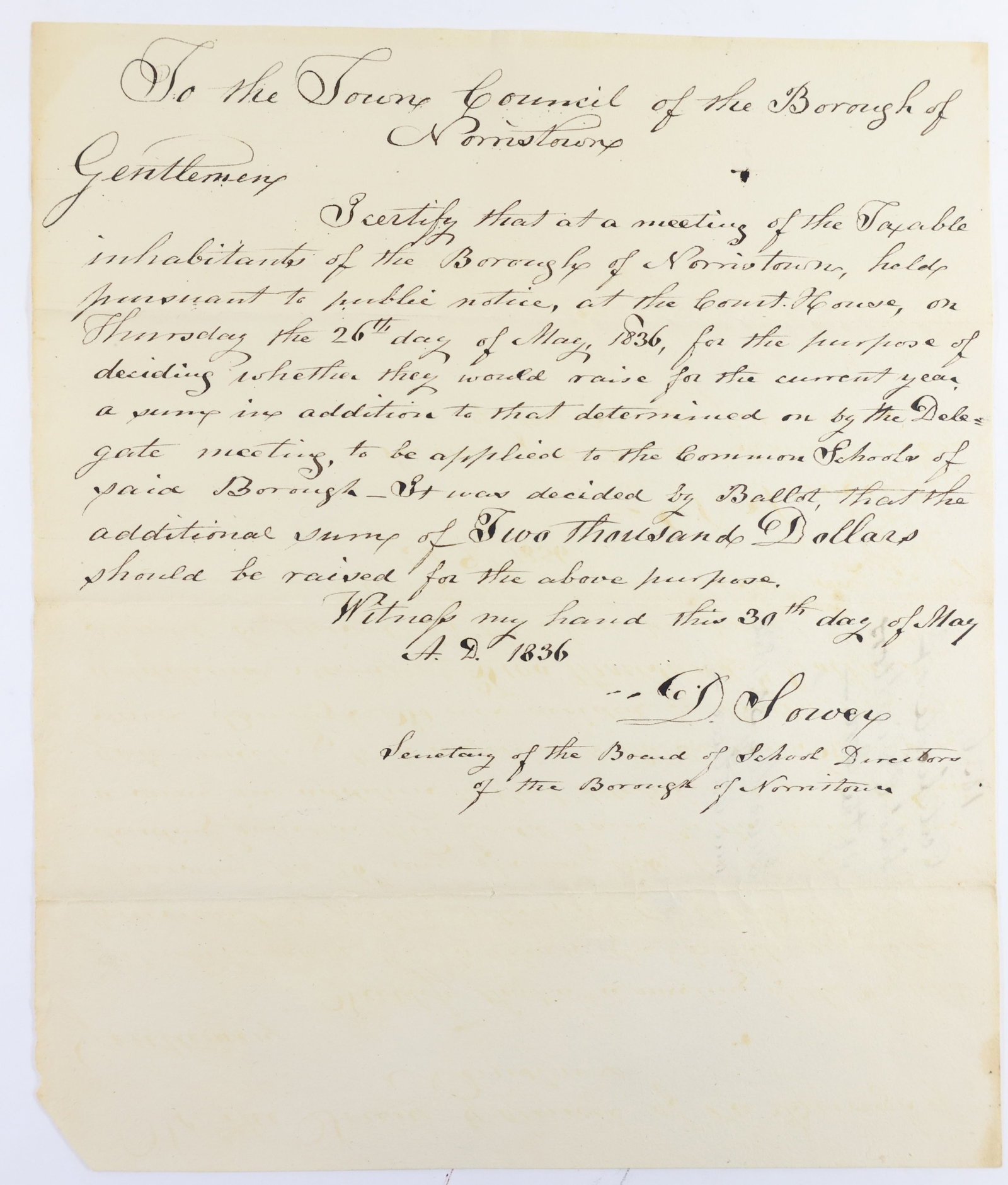 Archive of Early 19th Century Norristown, Pennsylvania Governmental Documents (1 of 13)