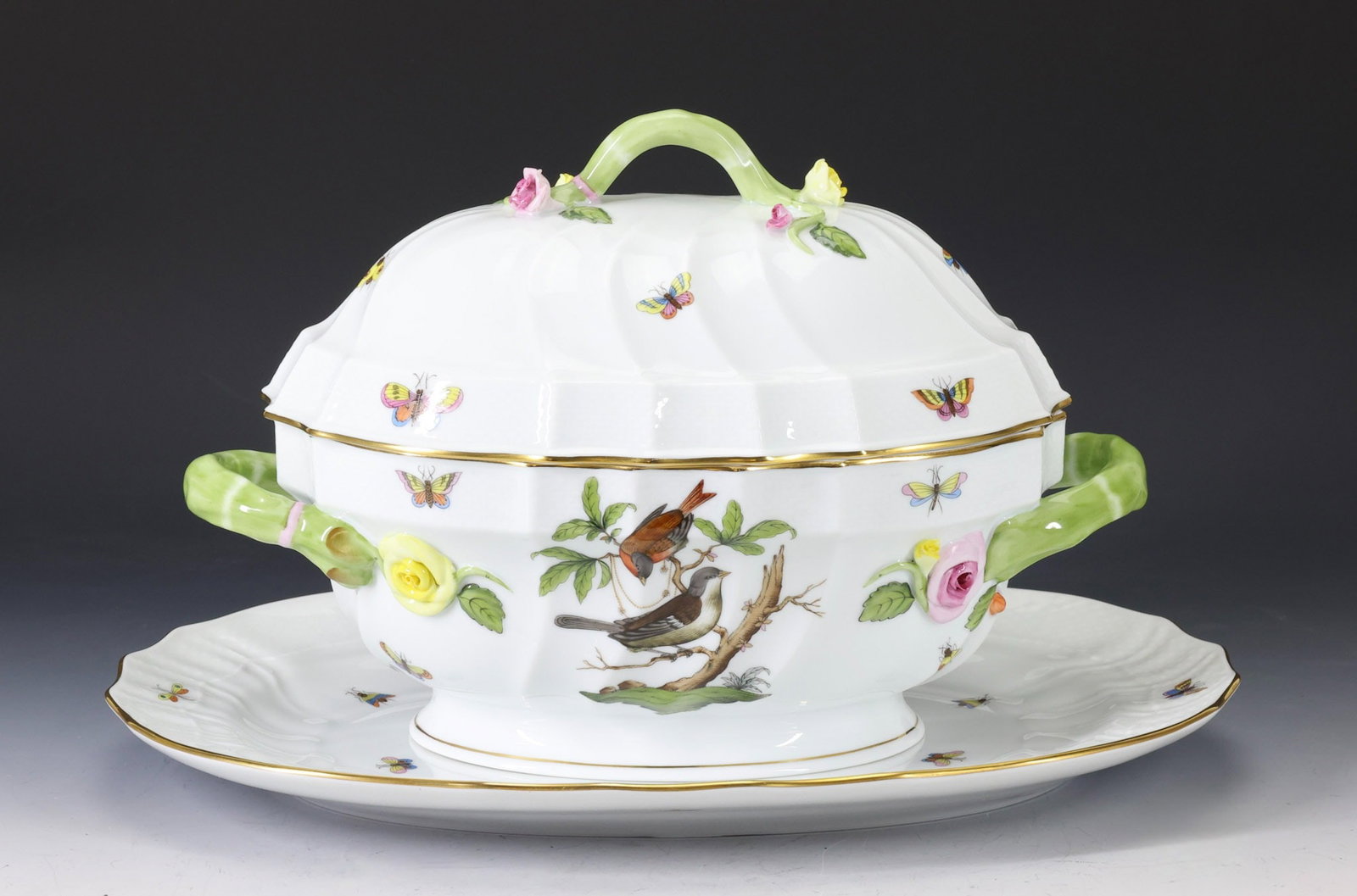 Herend "Rothschild Bird" Porcelain Tureen and Underplate (1 of 9)