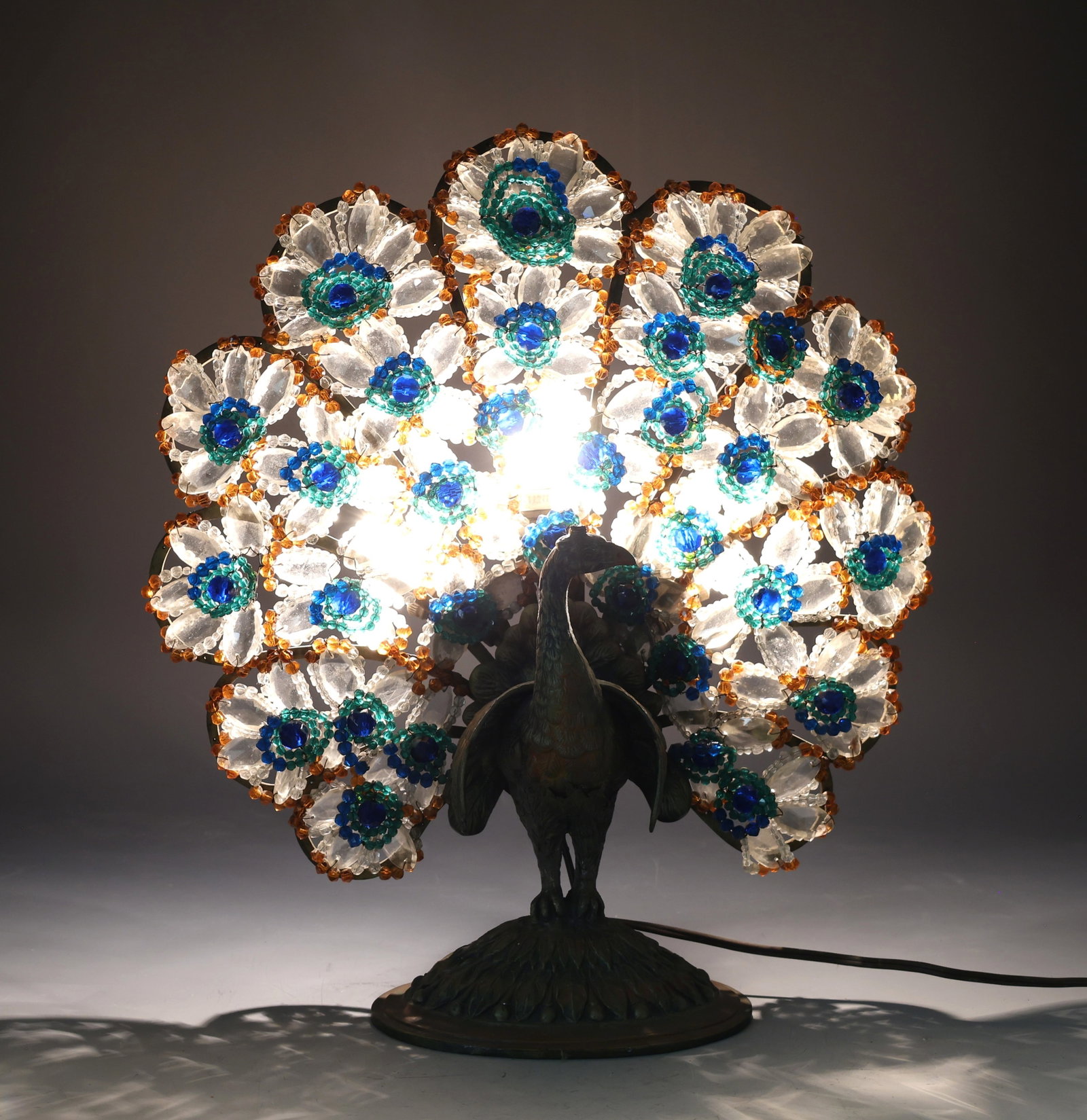 Art Deco Peacock Lamp - 7