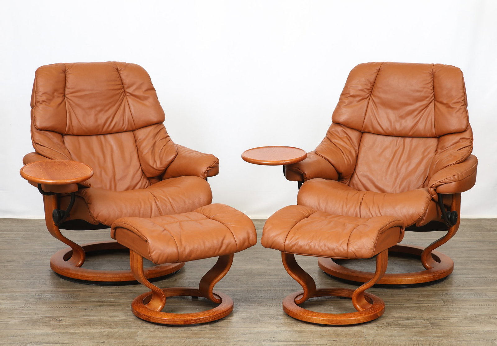 Ekornes "Stressless - Reno" Reclining Chairs and Ottomans (1 of 18)