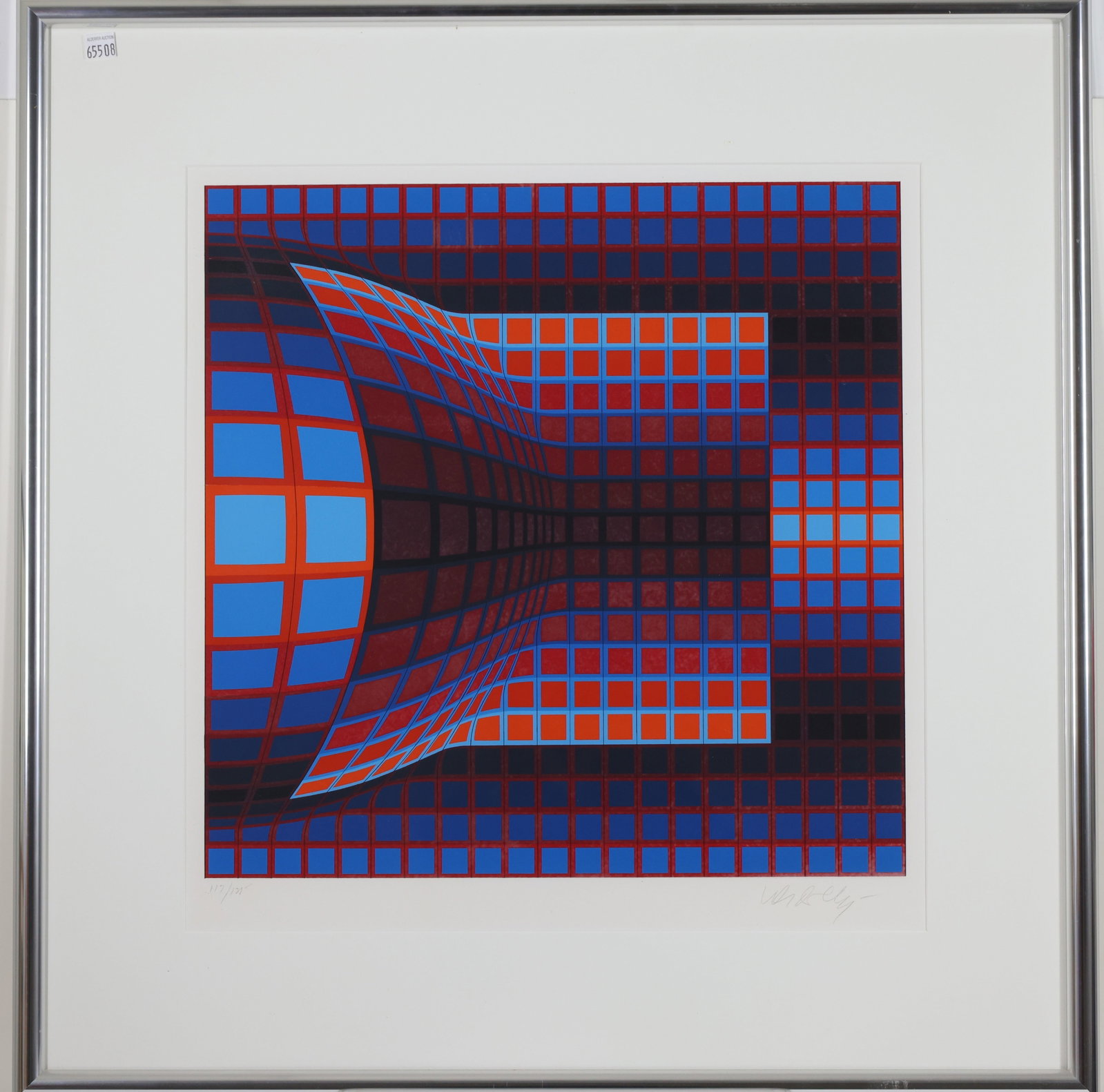 Victor Vasarely (1906 - 1997): Serigraph, "Optical Cube", pencil signed and numbered, 117/125. Op-art composition. 18"h x 18"w and 29"h x 29"w framed