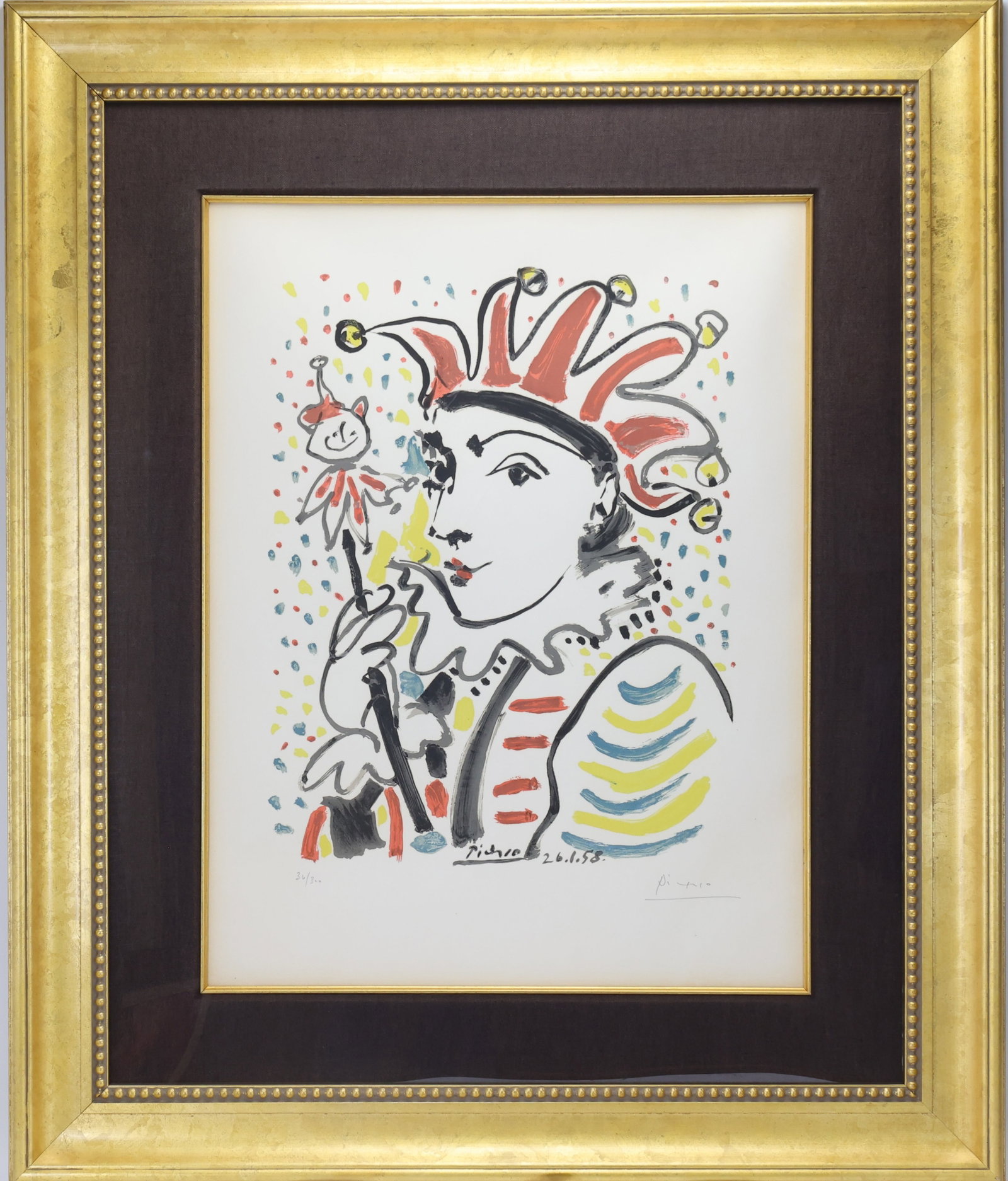 Pablo Picasso (1881-1973): Lithograph, "La Folie", pencil signed and numbered 36/300. 24"h x 18"w sight and 37"h x 31"w framed