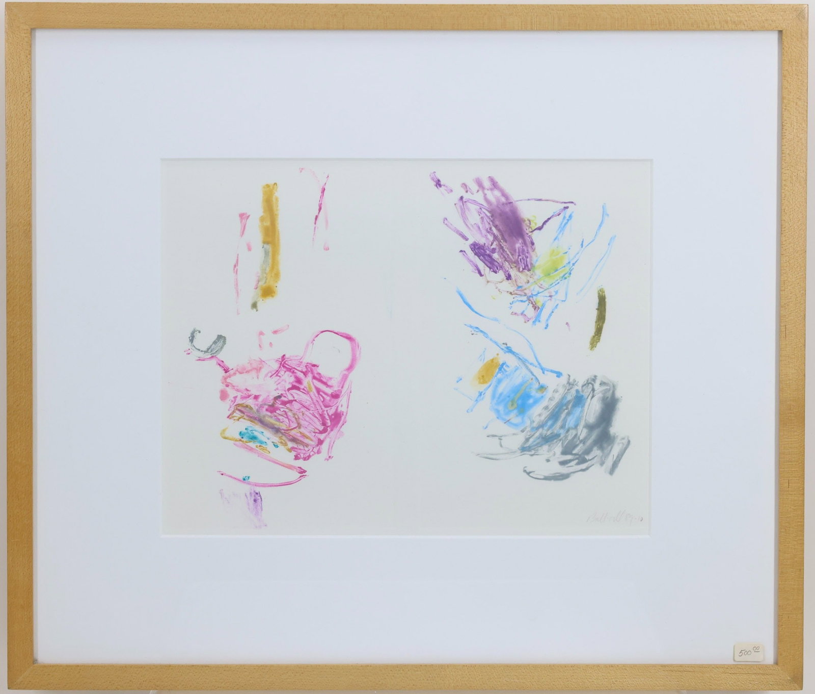 Jan Baltzell (b. 1948): Mixed media, SDLR '89. Abstract composition. 14.75"h x 17.25"w framed