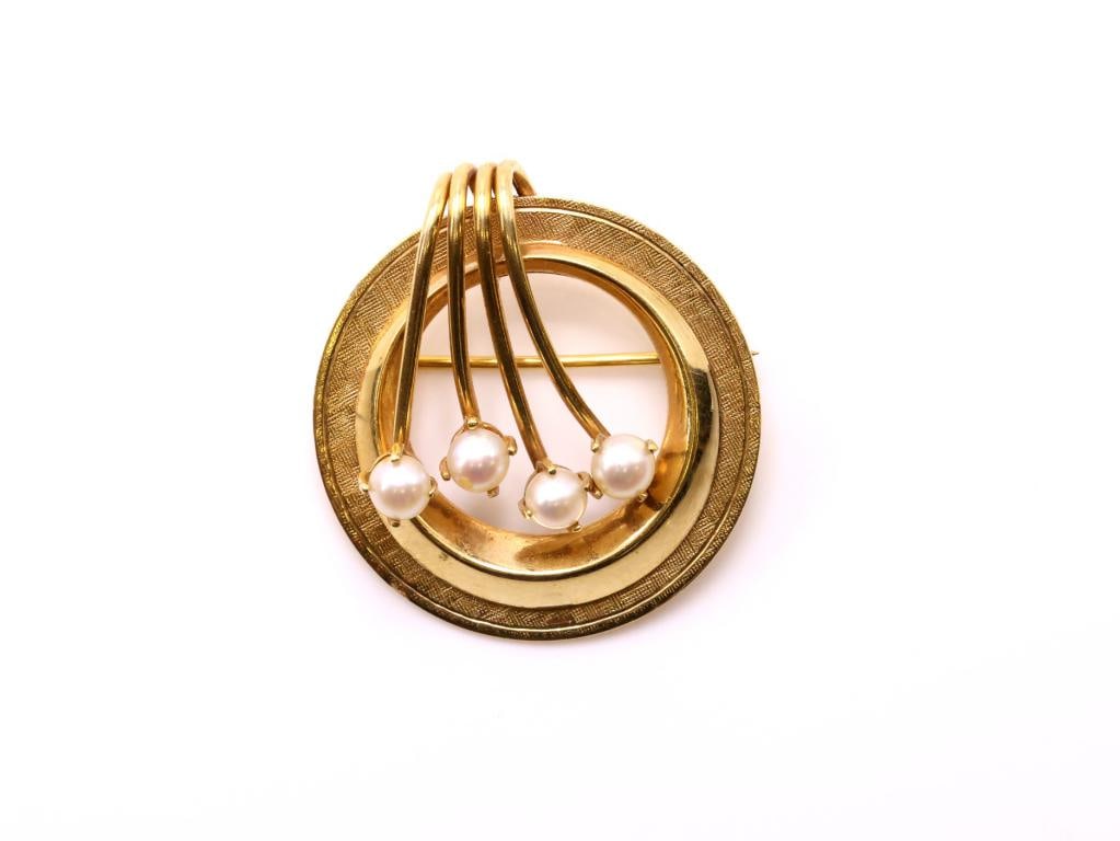 14k YG Pearl Brooch (1 of 3)