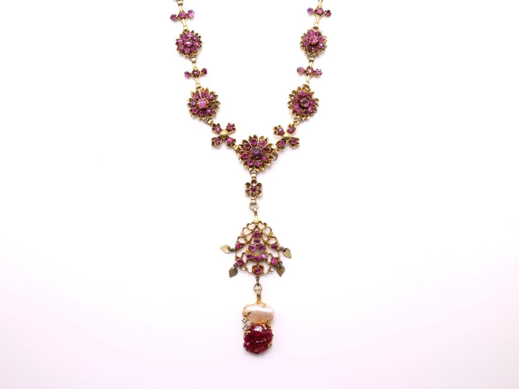 Victorian Bohemian Ruby Fringe Necklace (1 of 4)