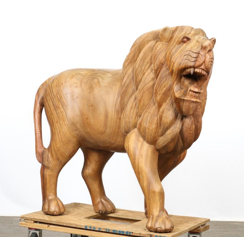 Hand Carved African Mahogany Lion Sculpture (1 of 16)