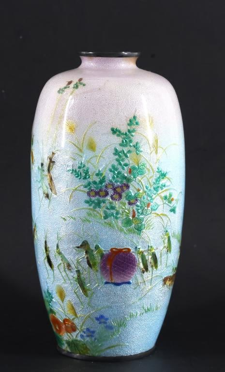 Tomiki Shobei Japanese Ginbari Tsuiki-Jippo Vase (1 of 8)