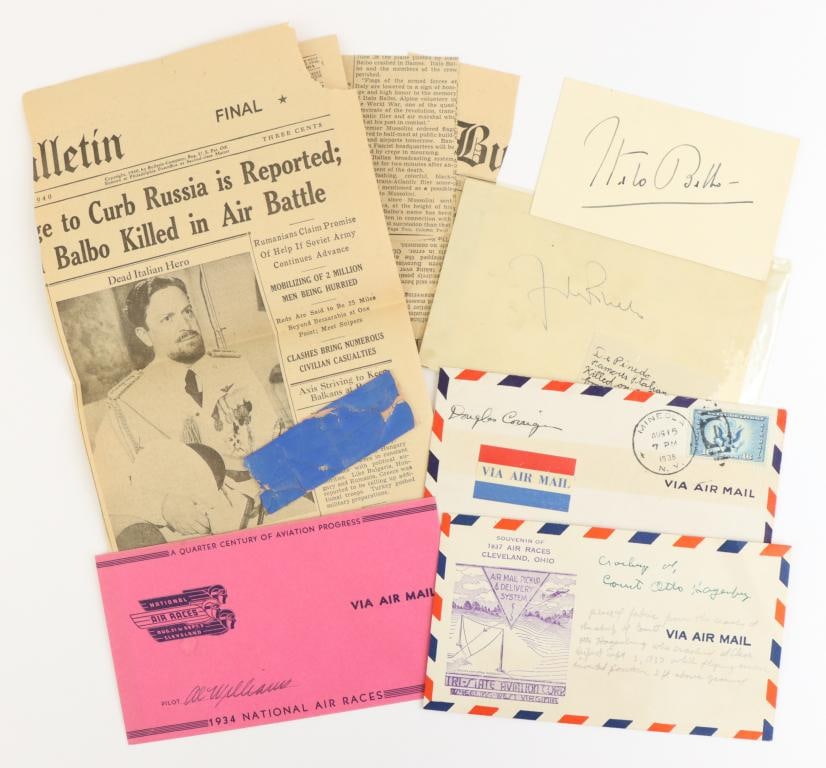 Autographs of Noted Early Aviators and Fabric Relic (1 of 10)