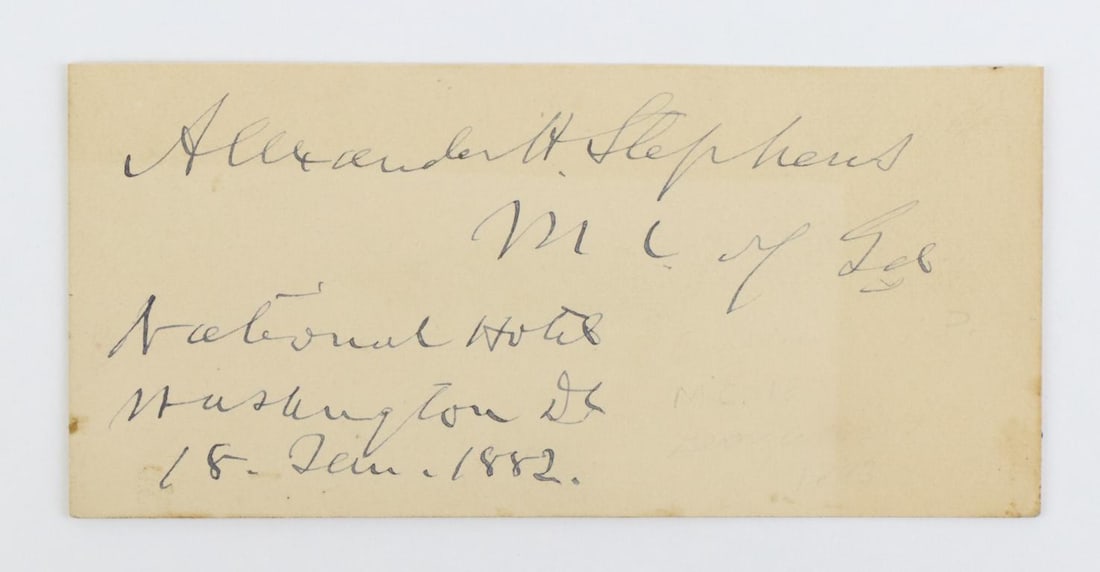 Autograph Of Alexander Stephens-Confederate Vice President: Autograph of Alexander Hamilton Stephens (1812-1883) American politician who served as vice president of the Confederate States from 1861 to 1865, as well as a United States congressman from Georgia f