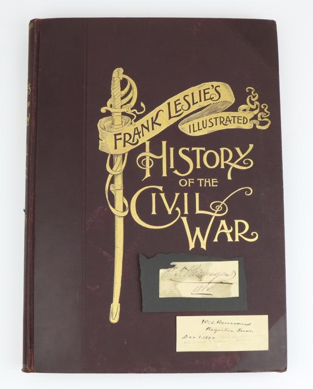 Civil War General Autographs with Civil War Book: Pair of autographs of Confederate Civil War generals including; 1.) Autograph of Pierre Gustave Toutant-Beauregard (1818-1893) American military officer and Confederate general. Autographed clip signe