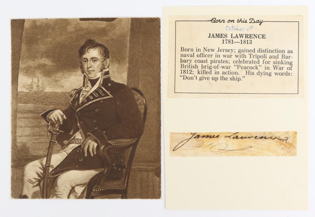 Autograph of War of 1812 US Navy Hero James Lawrence (1 of 4)