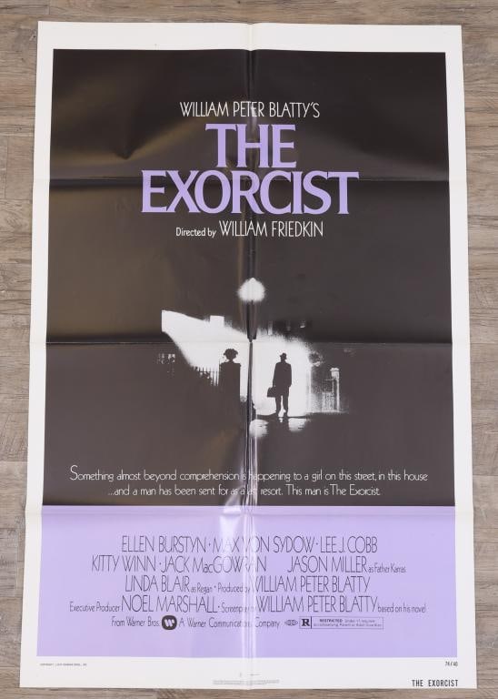 The Exorcist Poster: The Exorcist original 1974 one sheet movie poster, folded. 41”h x 27”w.