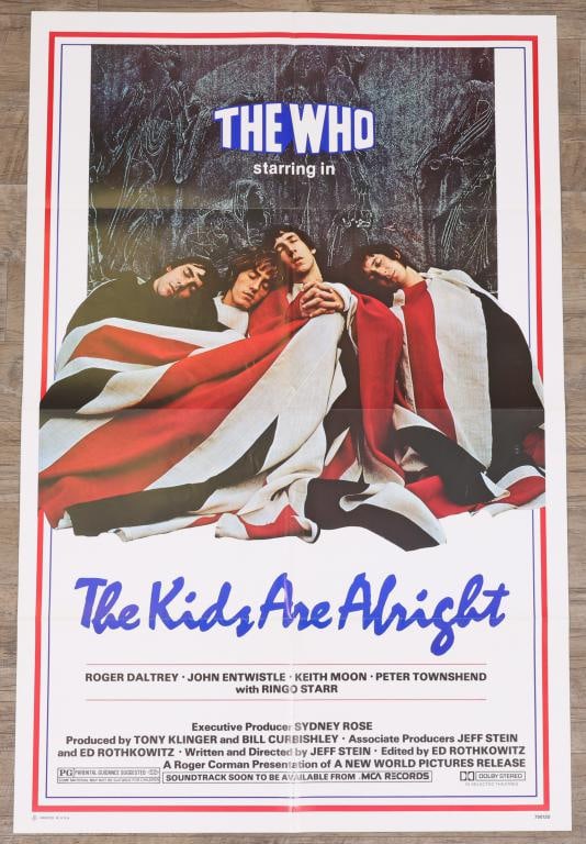 The Kids Are Alright Poster: The Kids Are Alright 1979 The Who documentary one sheet movie poster, folded. 41”h x 27”w.